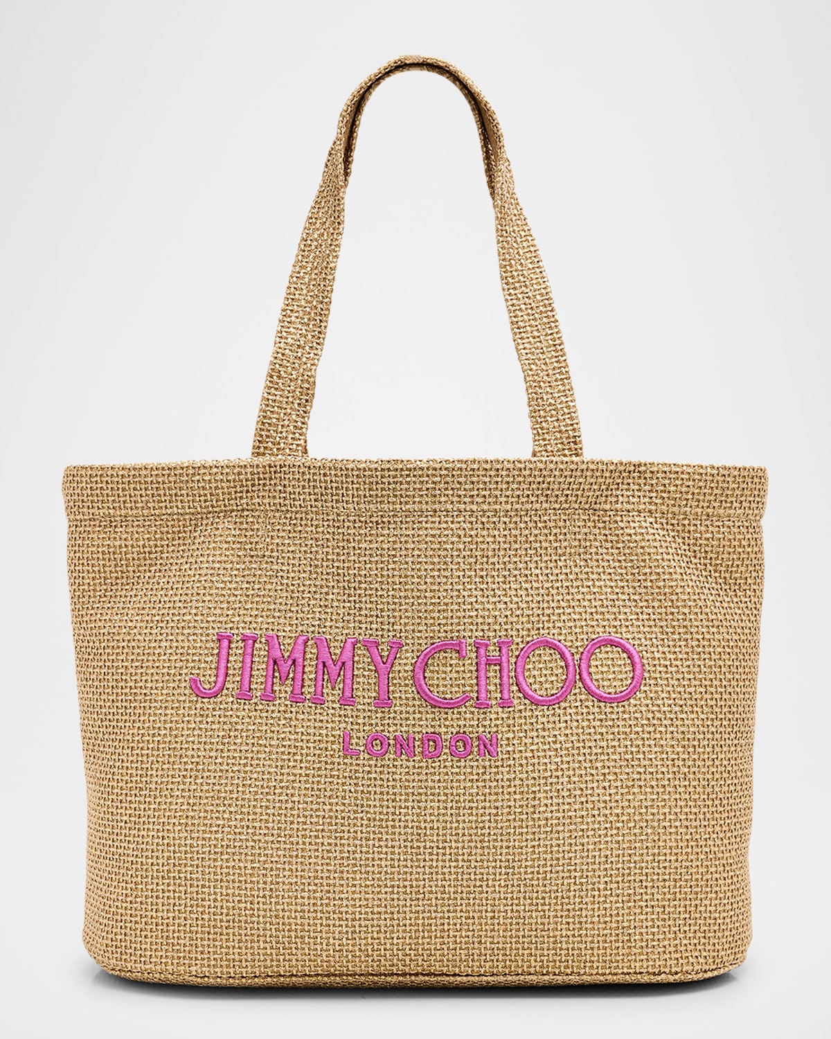 Jimmy Choo Gold Rafia Mini Beach Shopping Bag In Gold