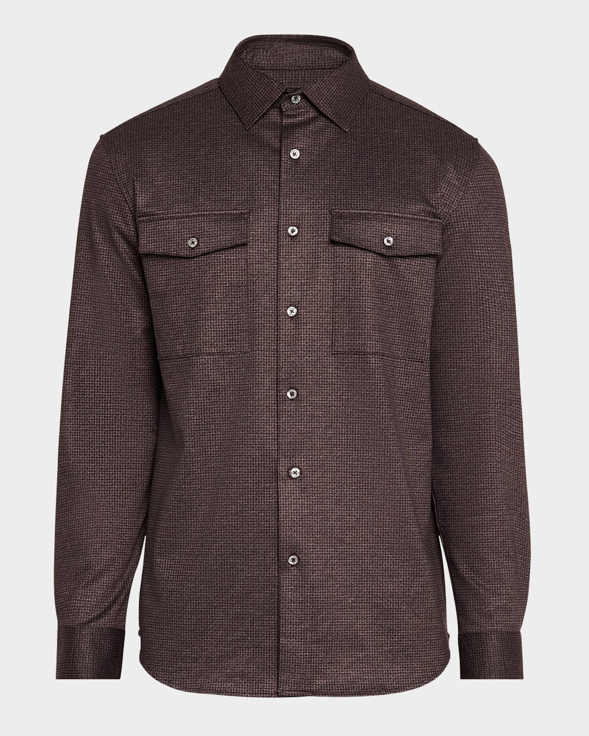 Bugatchi Check Knit Shirt Jacket In Cabernet