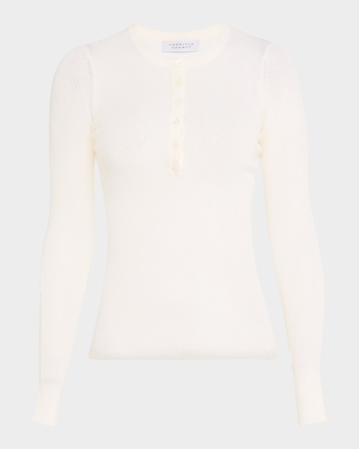 Gabriela Hearst Julian Cashmere Henley Sweater In Ivory