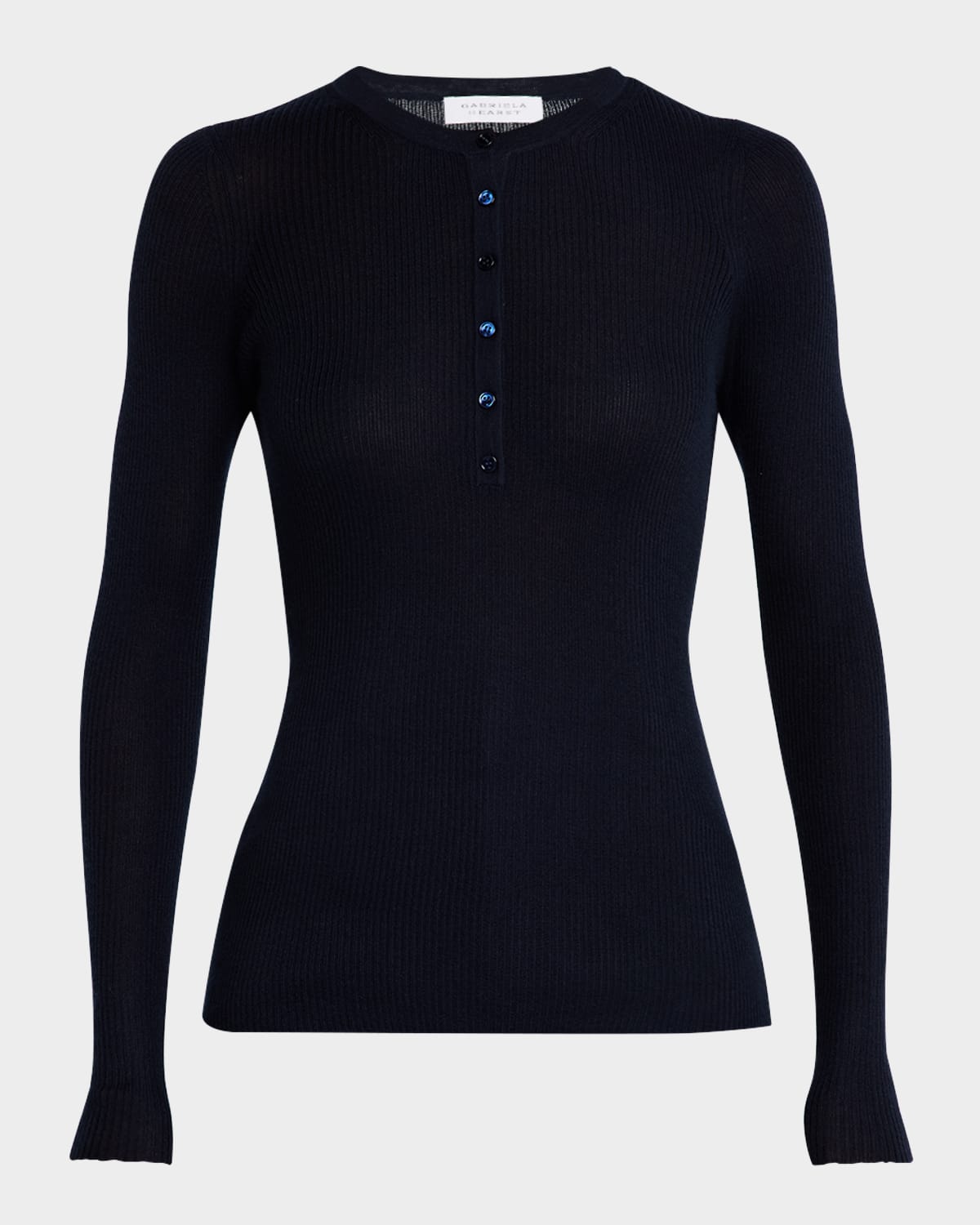 Gabriela Hearst Julian Cashmere Henley Sweater In Dark Navy