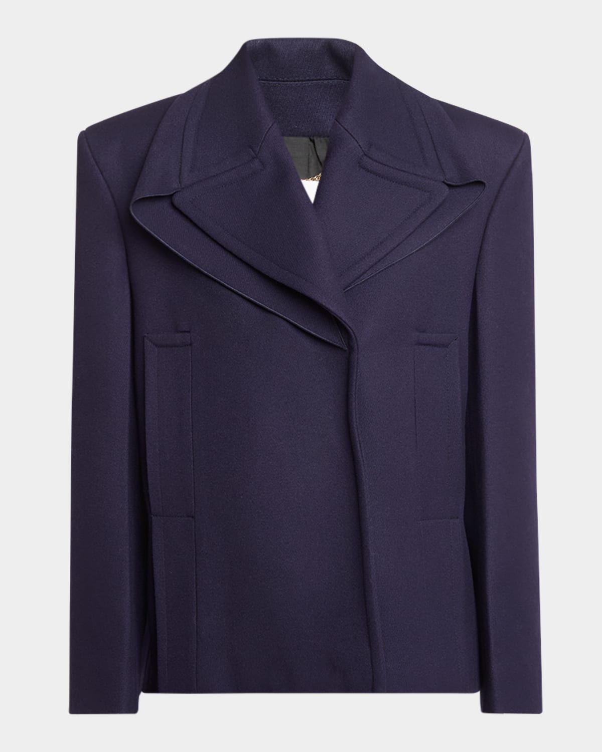 Victoria Beckham 'sharp Shoulder' Coat Featuring Front Pockets In Ink Blue