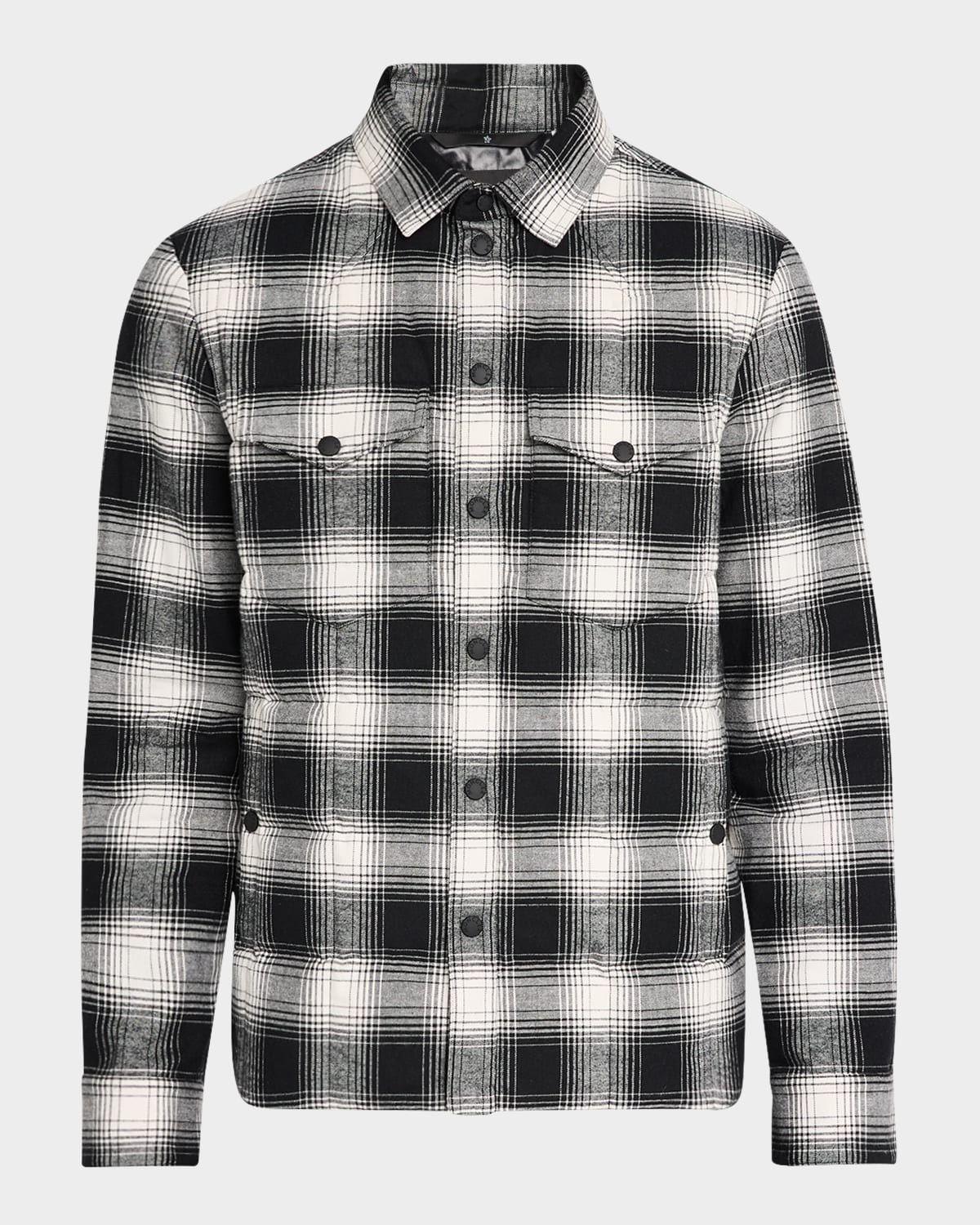 Moncler Gelt Checked Cotton Down Shirt Jacket In Black