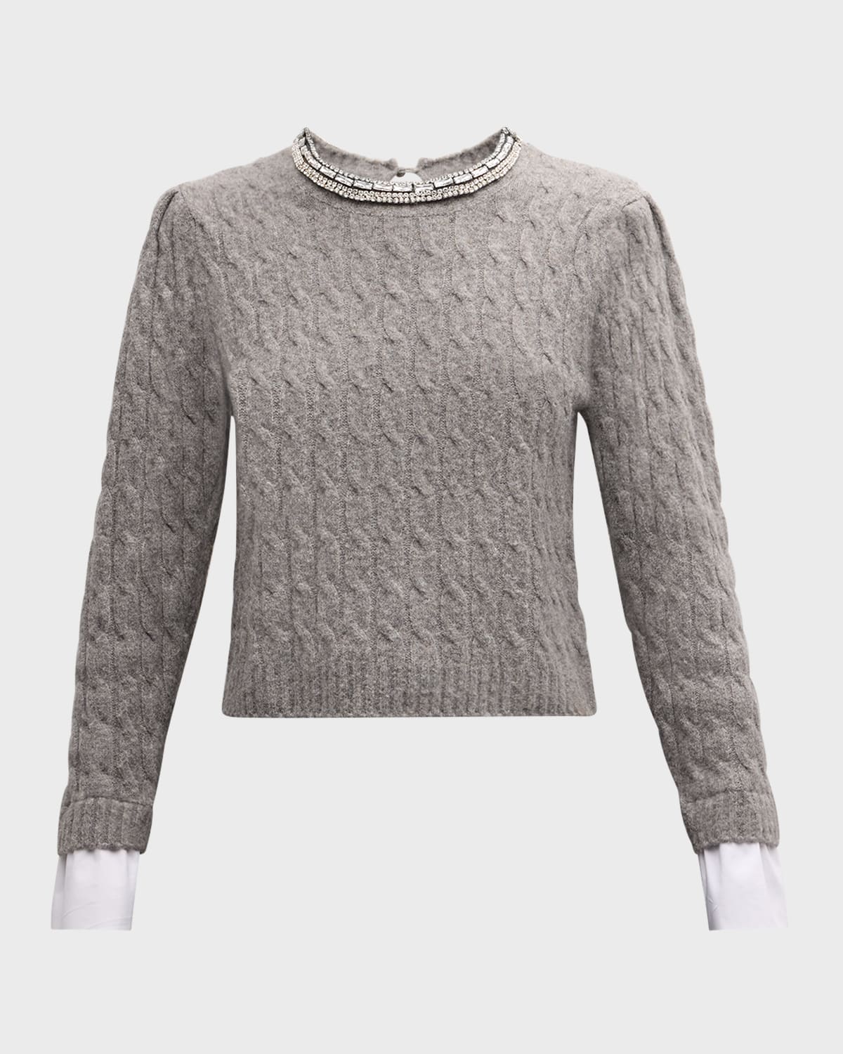 Rosario Necklace Cable-Knit Combo Sweater
