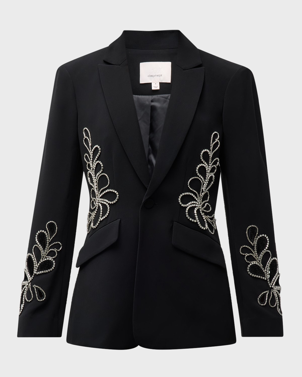 Cinq À Sept Cinq A Sept Women's Rhinestone Paisley Cheyenne Blazer, Black In Black