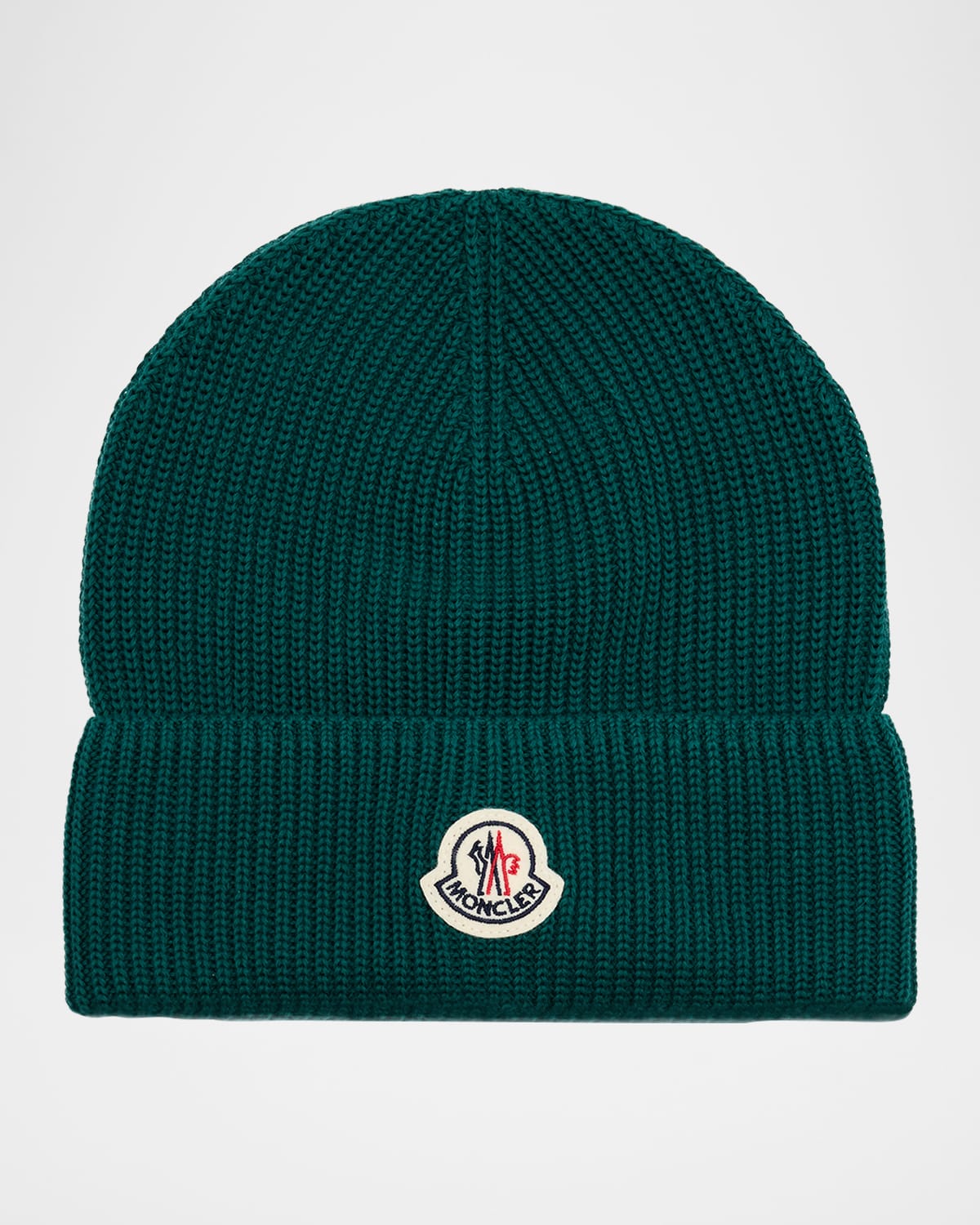 Moncler Mens Brand-patch Ribbed-knit Cotton Beanie Hat Green In Dark Green