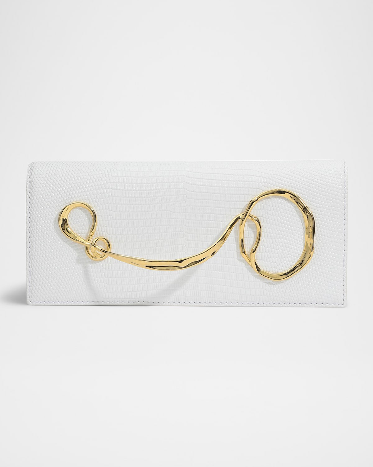 ALEXIS BITTAR LIZARD-EMBOSSED LEATHER CLUTCH BAG WITH SIDE HANDLE 