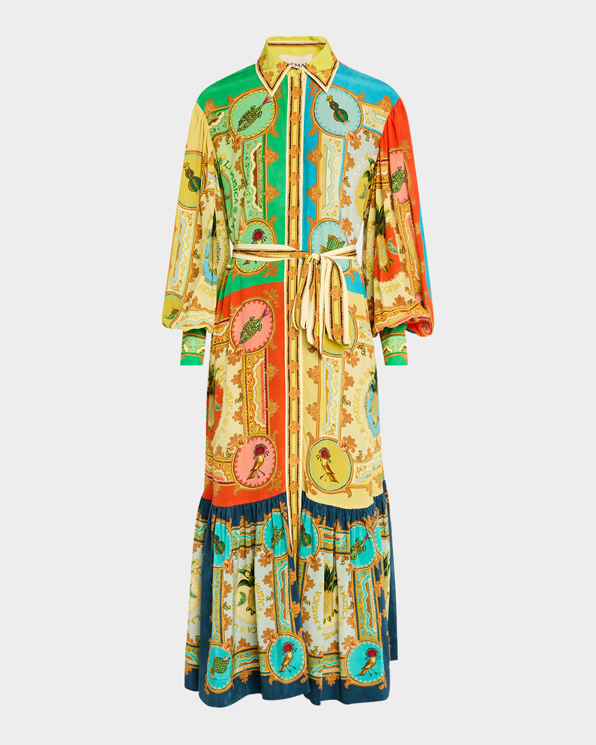 Alemais La Musica Belted Maxi Shirtdress In Multi