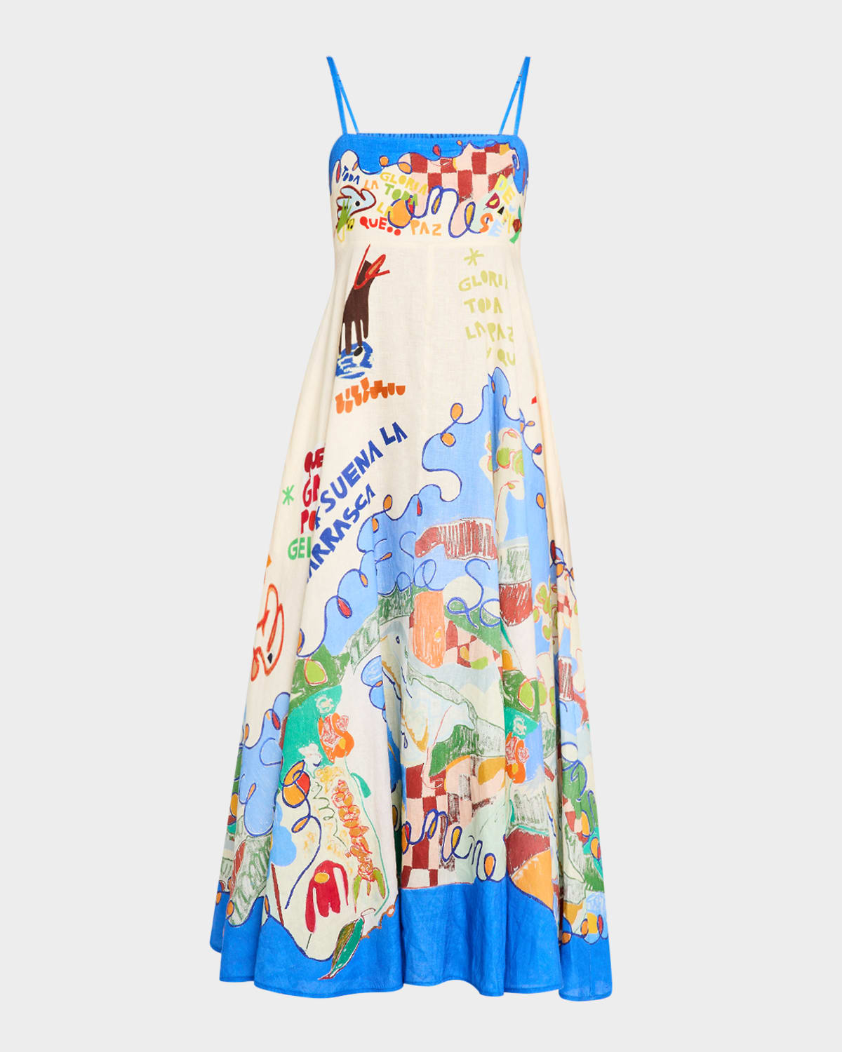 Shop Alemais Nadia Linen Maxi Dress In Multi