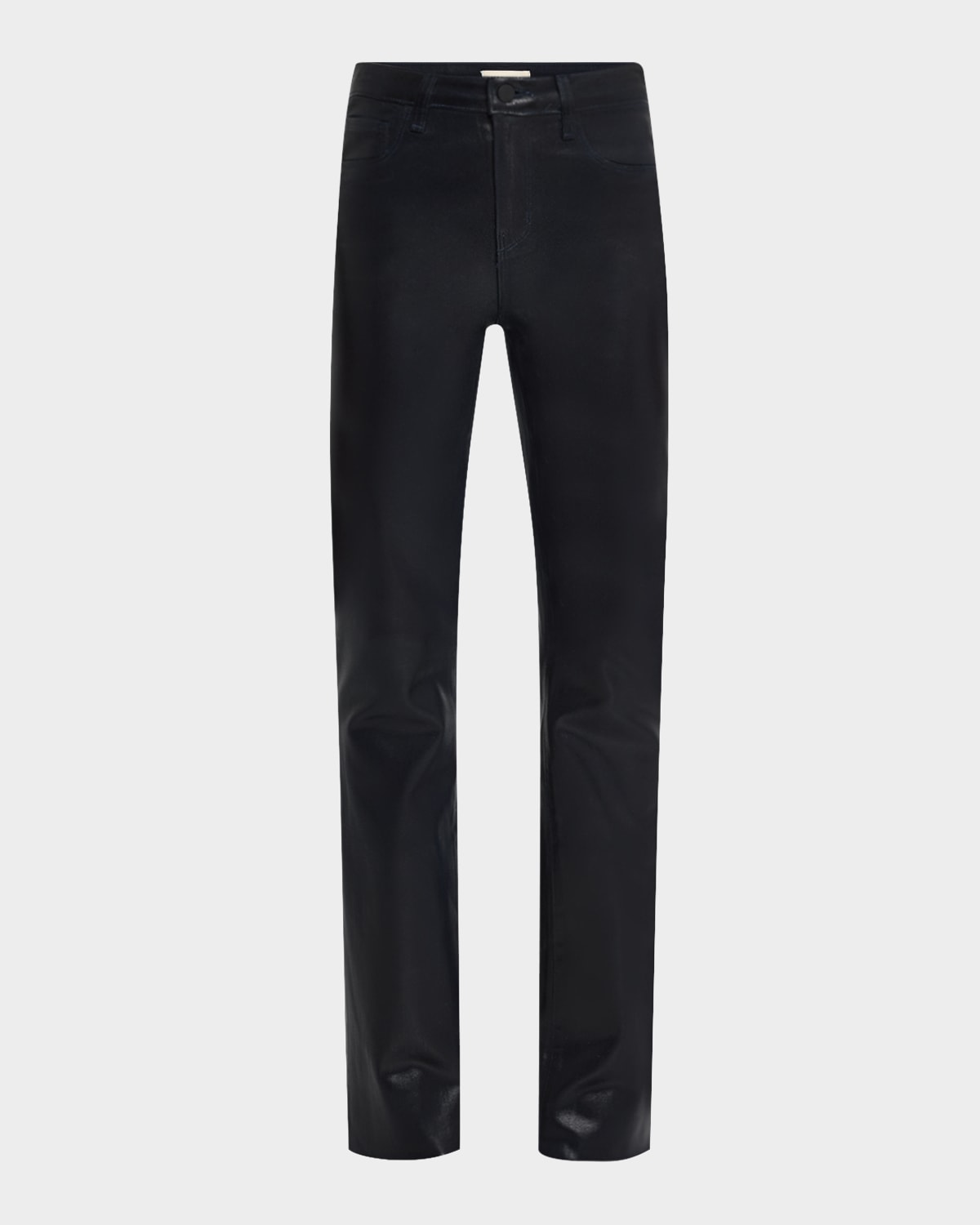 L'agence Ruth Coated High Waist Raw Hem Straight Leg Jeans In Metro Coated