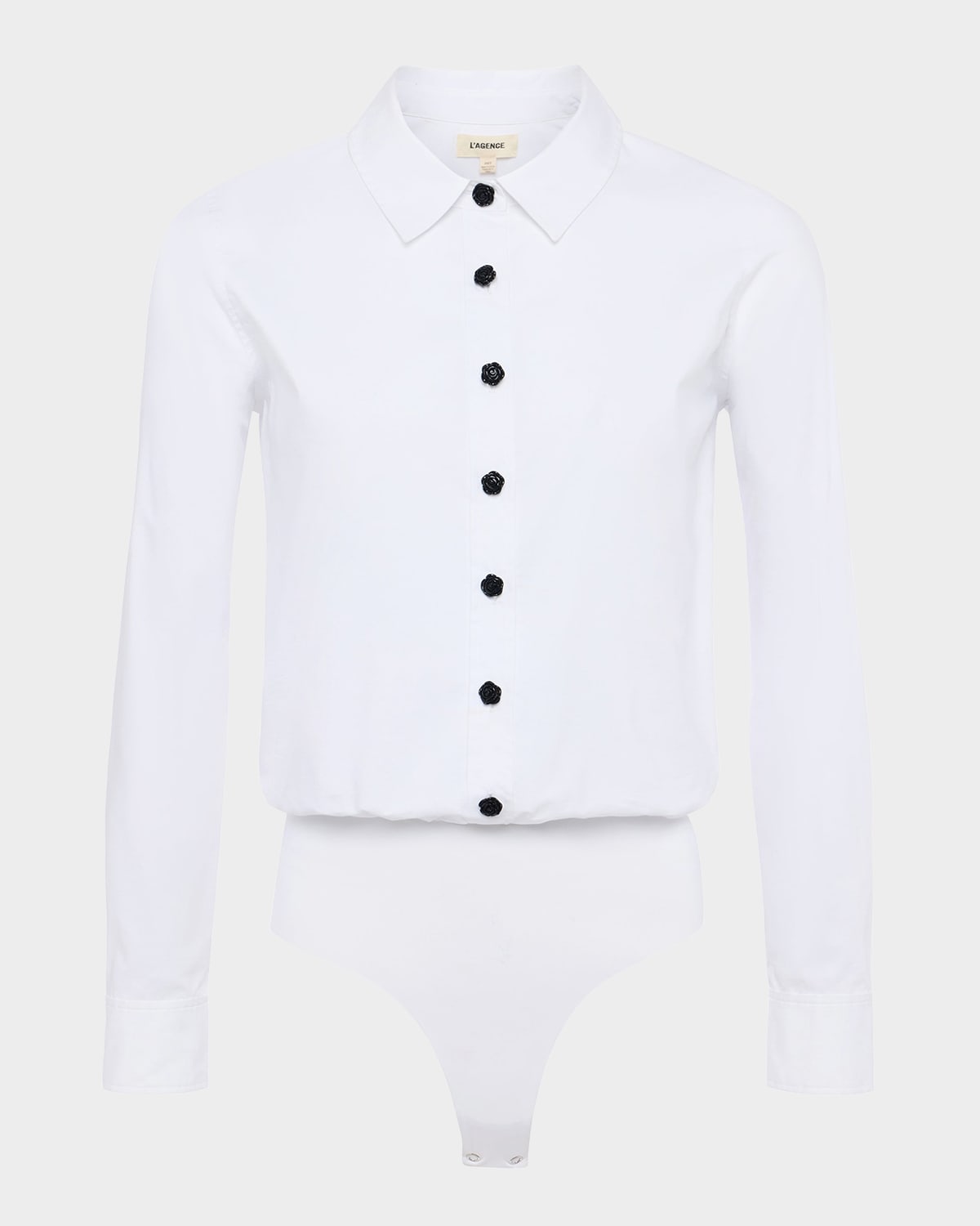 L AGENCE BLACK LONG-SLEEVE BODYSUIT 