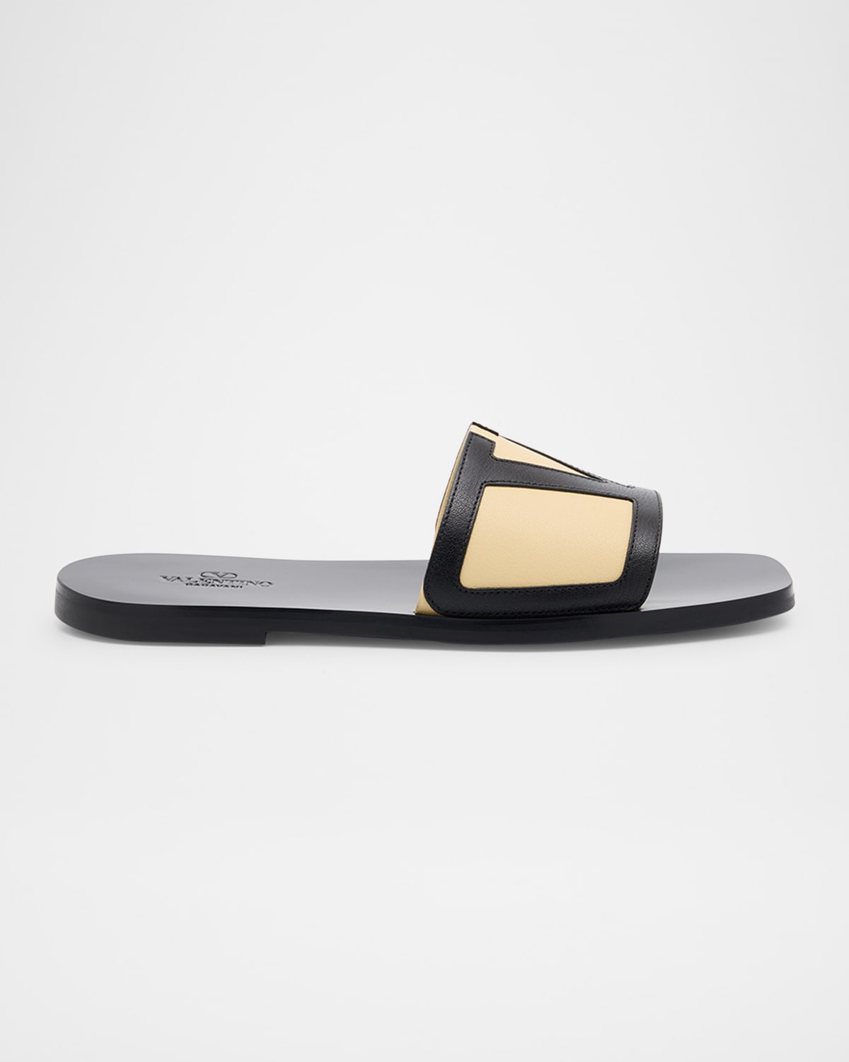 Valentino Garavani Viva Superstar Slide Sandal In Nappa Leather In Black/tan