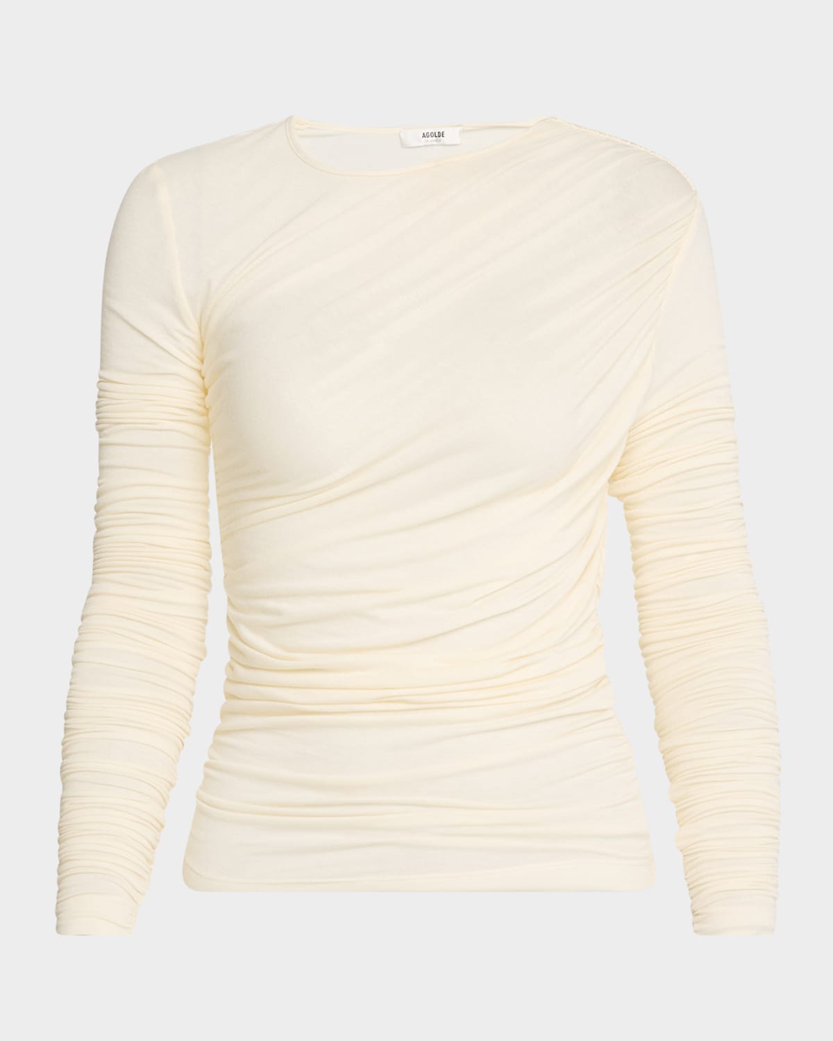 Agolde Tania Long-sleeve Twist Tee In Oat Milk