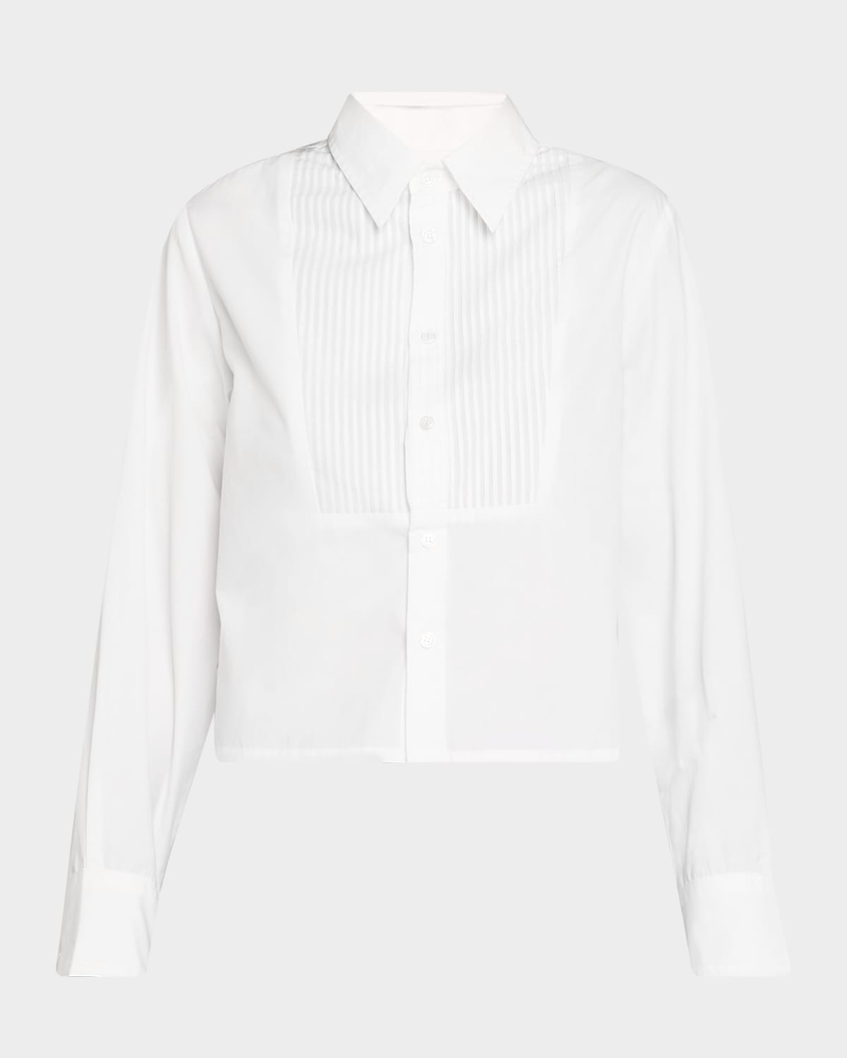 Citizen Of Humanity Citizens Of Humanity Fino Boxy Crop Cotton Tuxedo Shirt In White