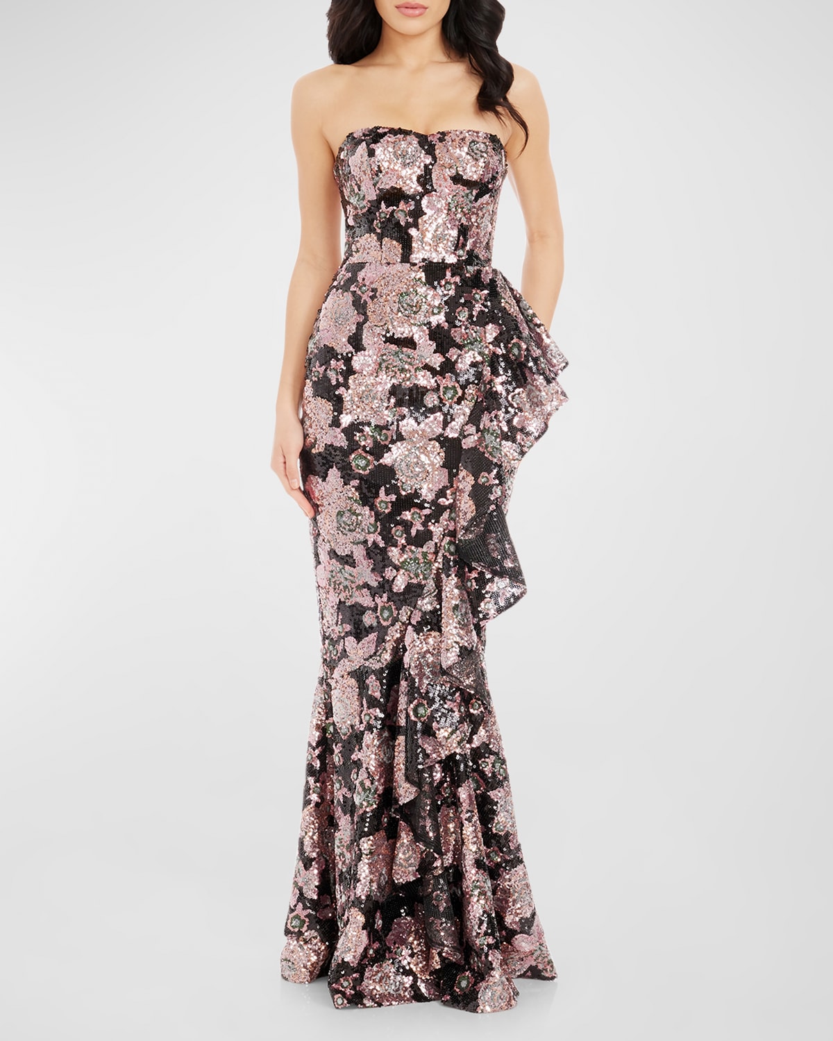 Jona Strapless Floral Sequin Mermaid Gown