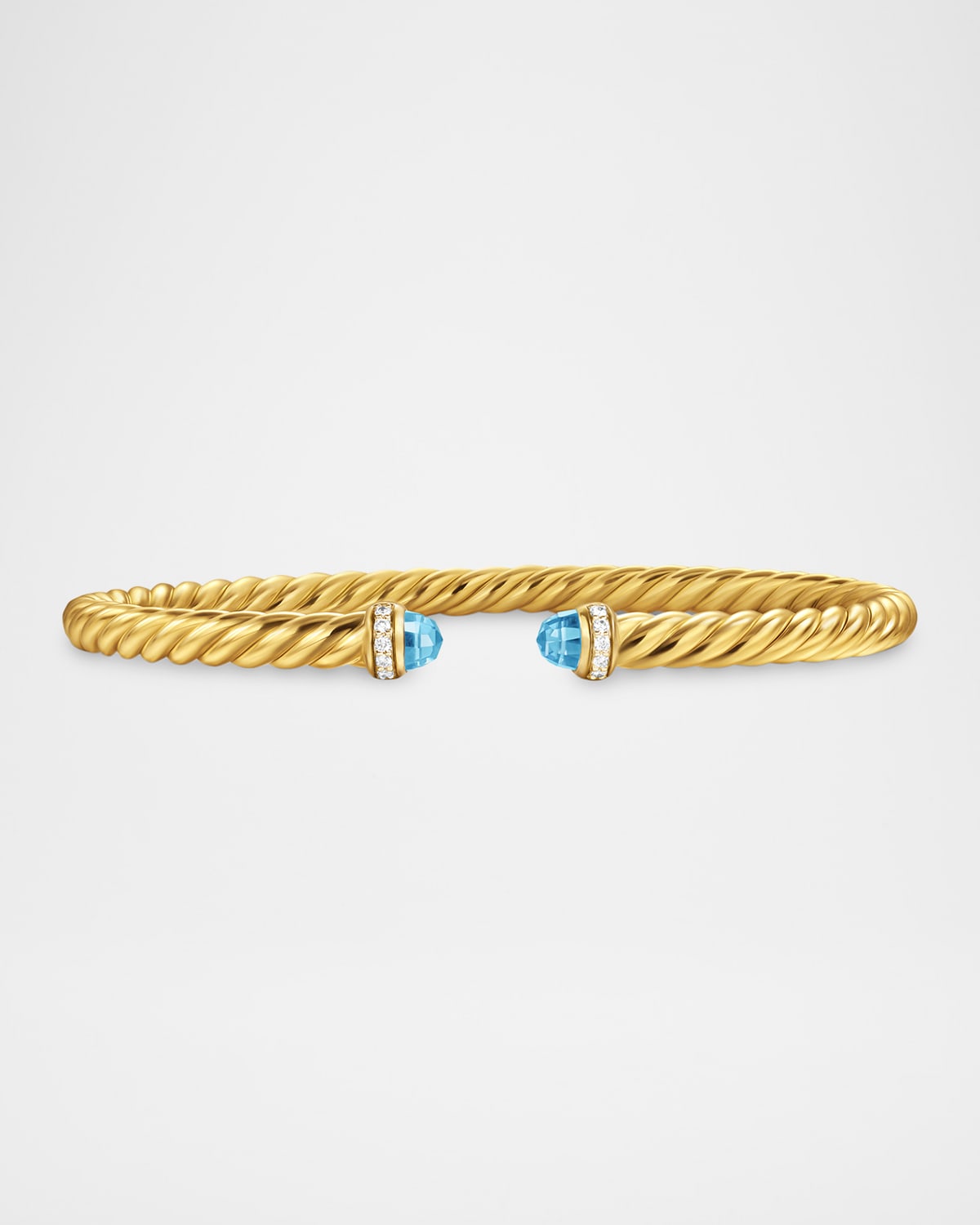 Modern Cablespira Bracelet in 18K Gold with Gemstones and Diamonds, 4mm