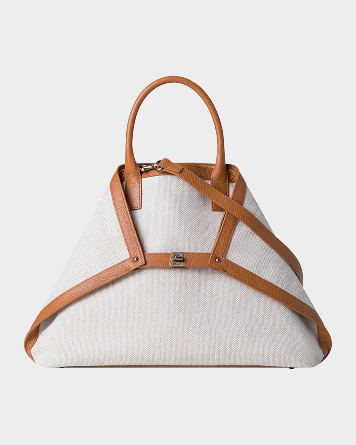 AKRIS AI CANVAS & LEATHER TOTE BAG 