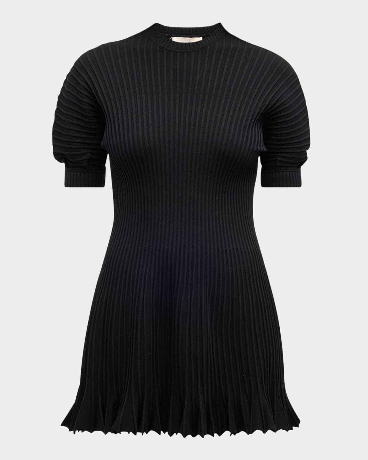 ULLA JOHNSON TALIE RIBBED PUFF-SLEEVE MINI DRESS 