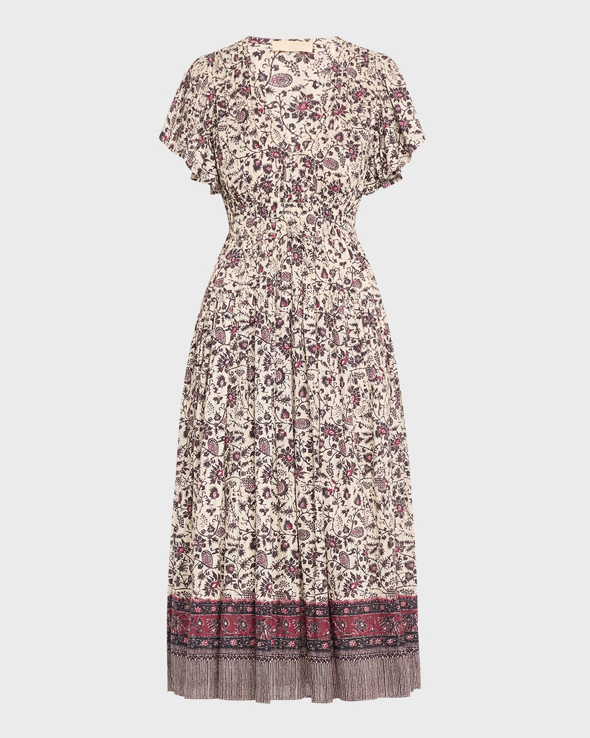 Ulla Johnson Lyria Flutter-sleeve Floral Midi Dress In Animal Print