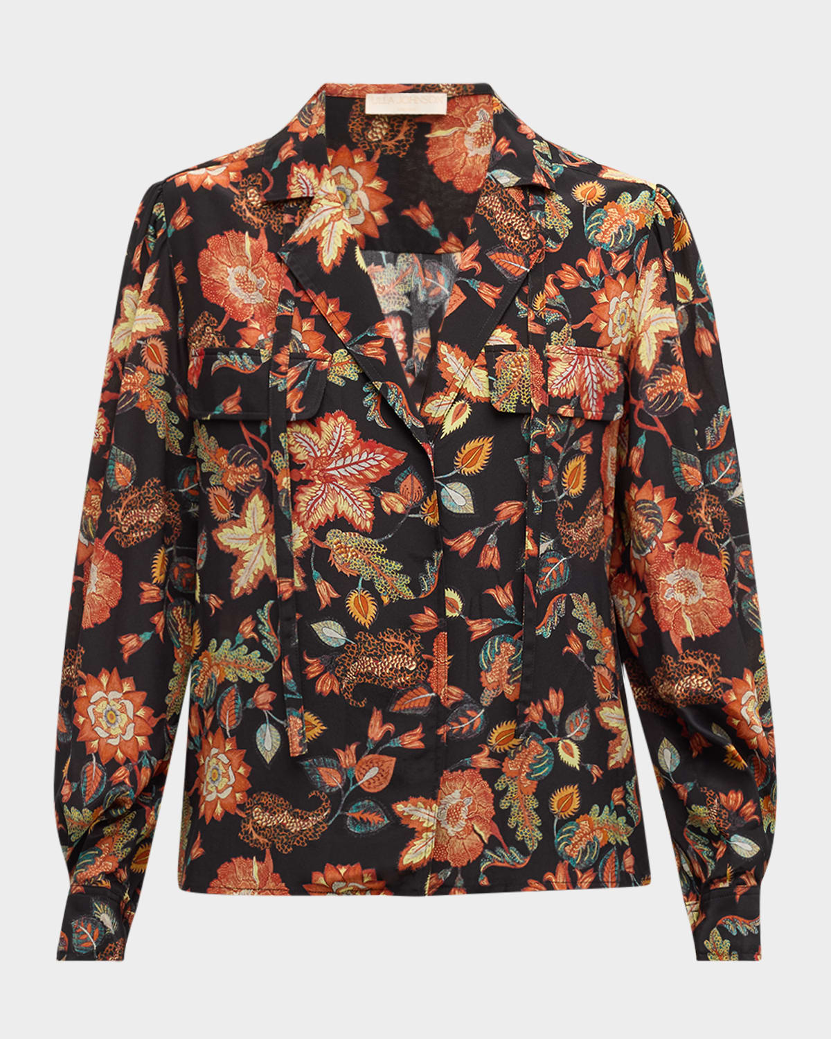 Shop Ulla Johnson Florian Floral-print Silk Blouse In Hellebore
