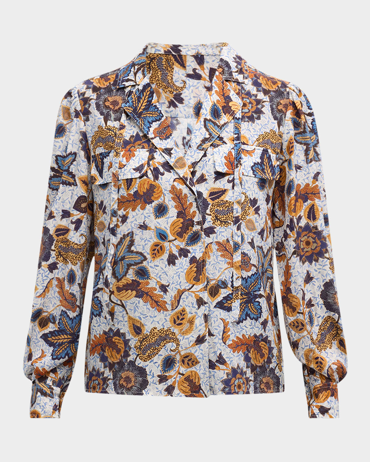 Shop Ulla Johnson Florian Floral-print Silk Blouse In Jasmine