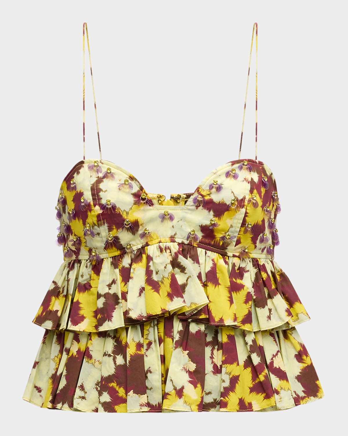 Shop Ulla Johnson Lucia Beaded Crop Top In Acacia