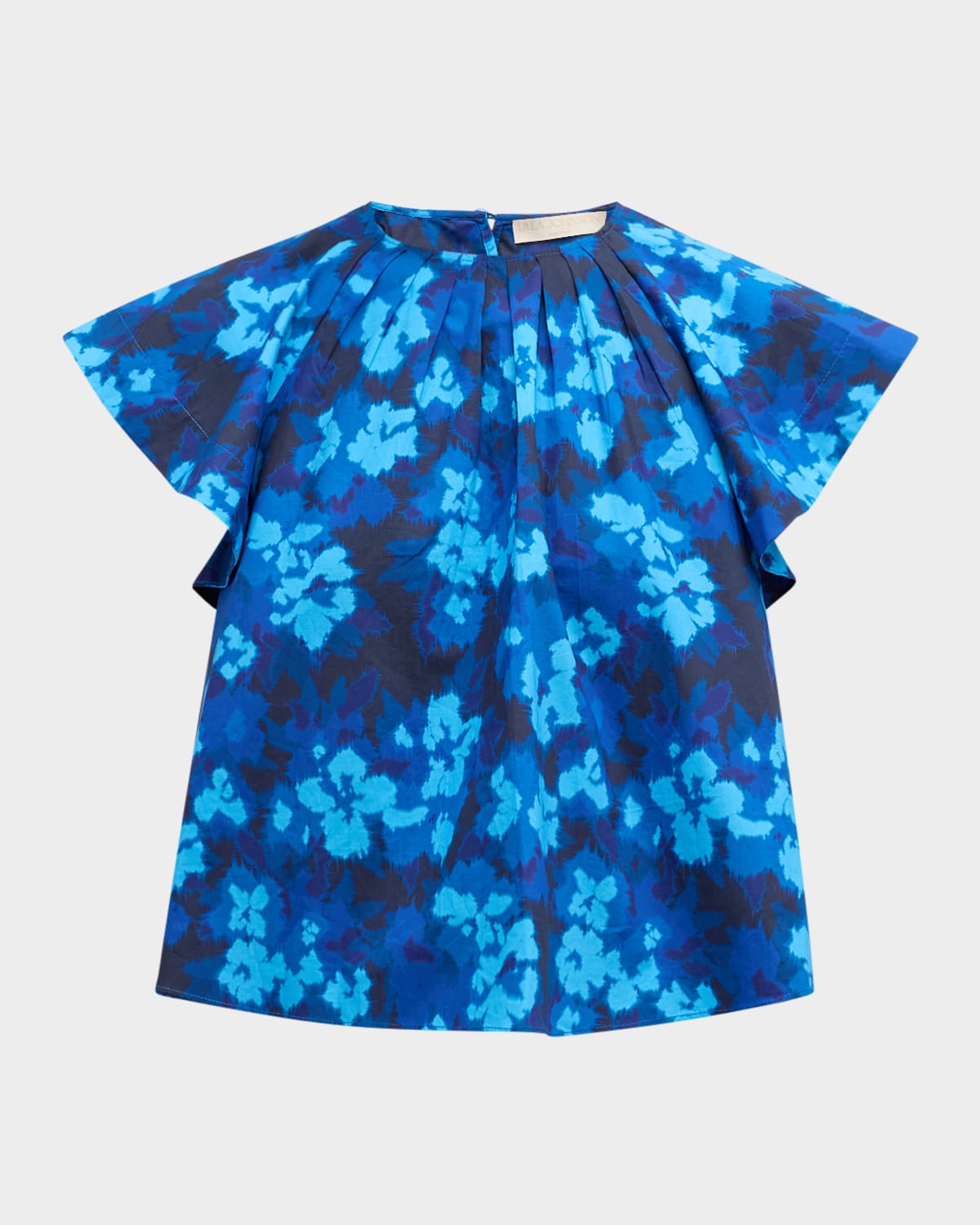 ULLA JOHNSON RUMI FLORAL FLUTTER-SLEEVE TOP 