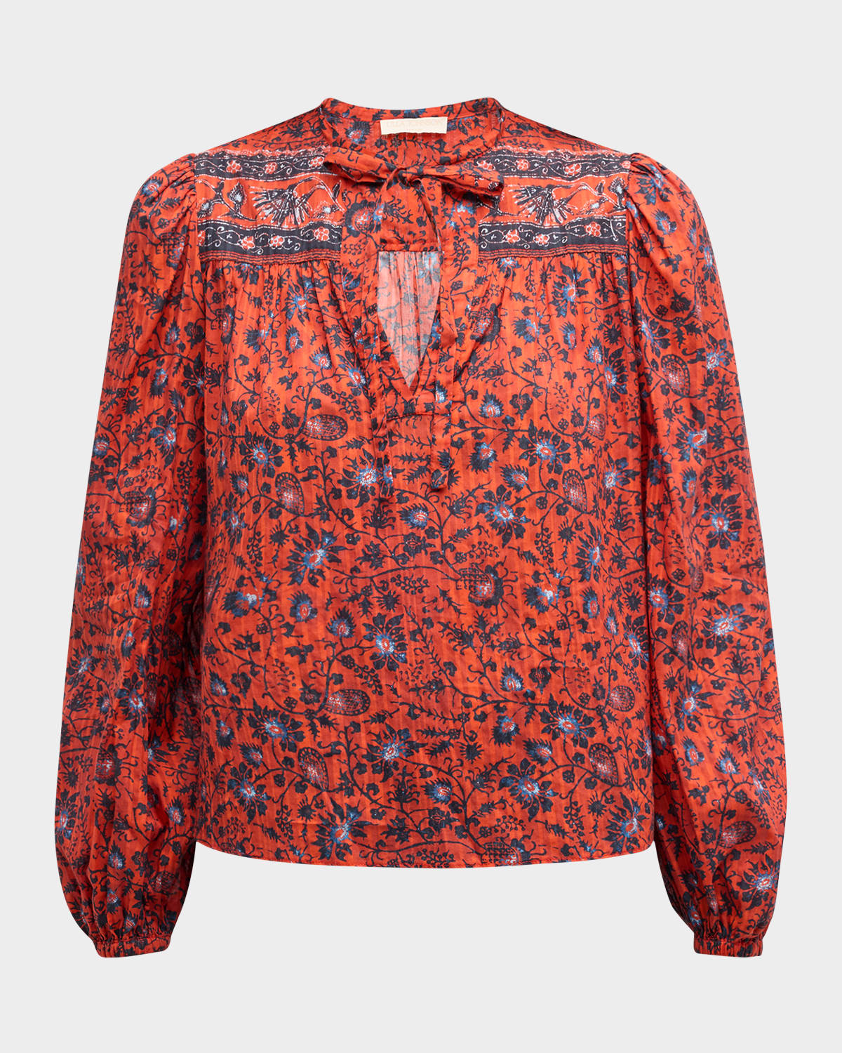 Shop Ulla Johnson Tillie Printed Tie Blouse In Poppy
