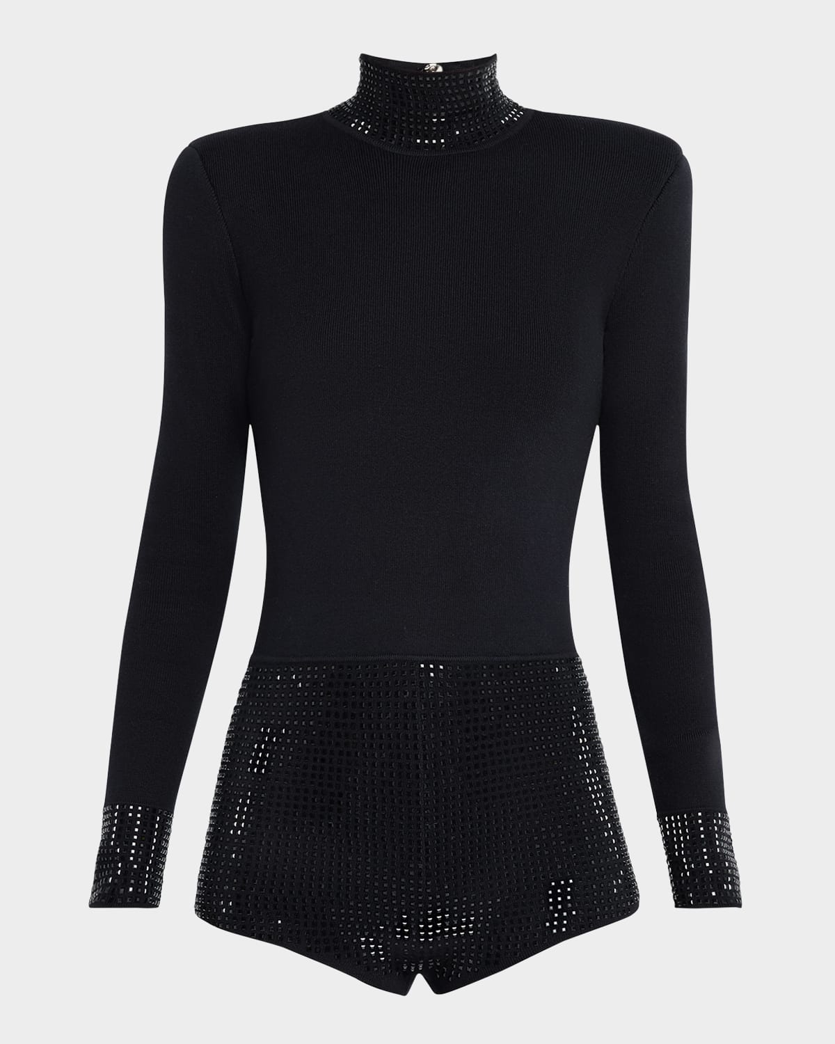 RETROFÉTE BETHANIE RHINESTONE TURTLENECK ROMPER 