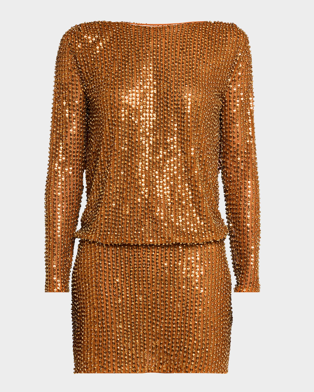 Retroféte Danae Open-back Crystal Mini Dress In Cinnamon/gold