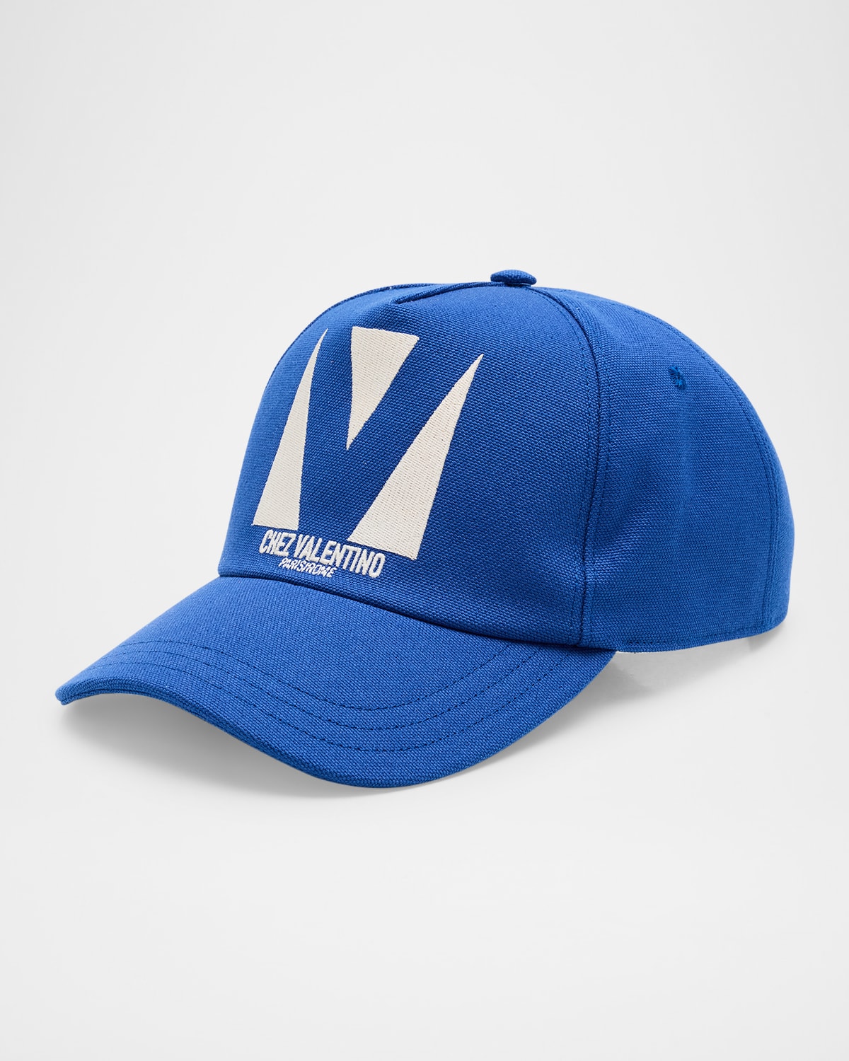Valentino Garavani Men Chez  Cotton Cap In Blue/ivory