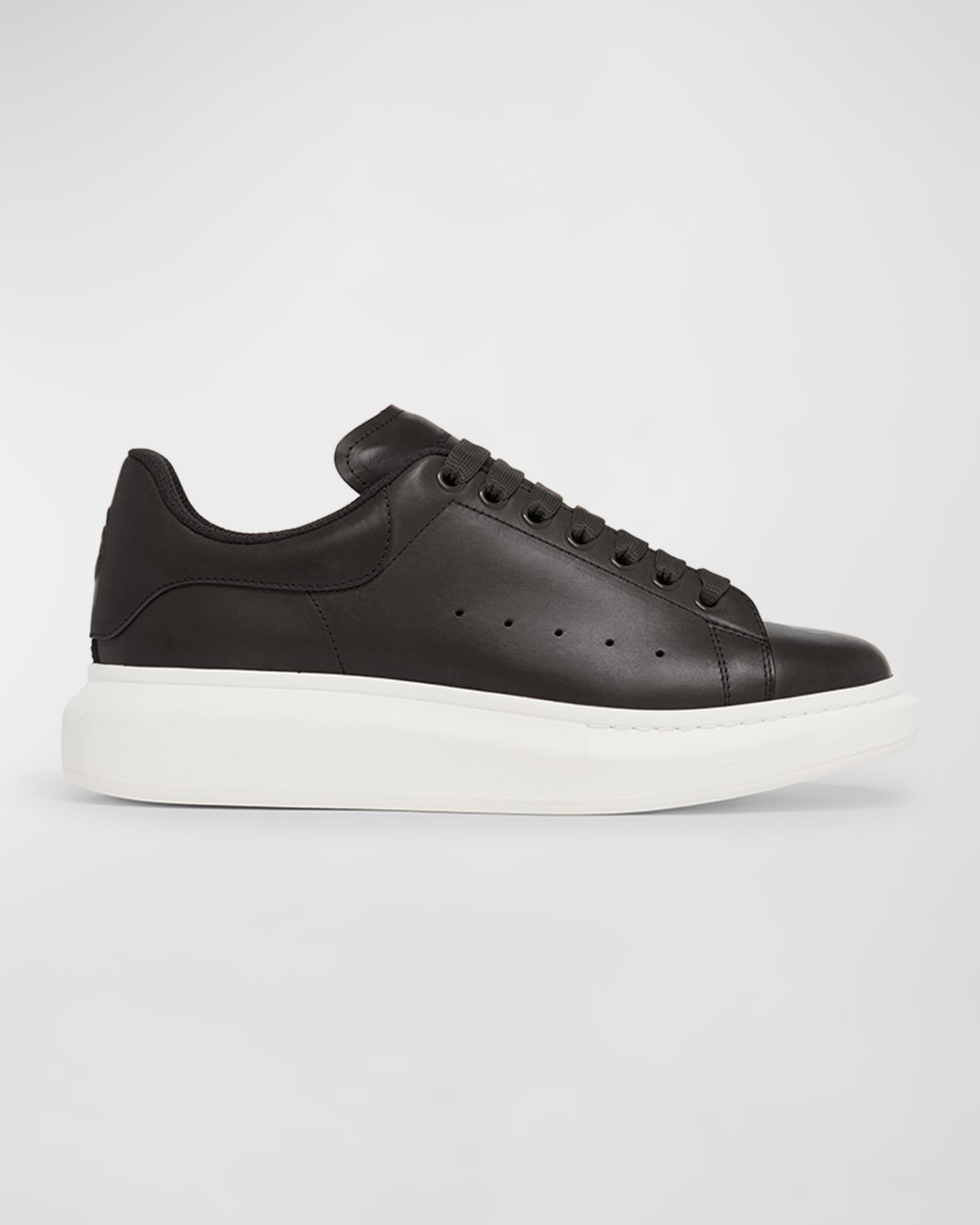 Shop Alexander Mcqueen Men's Oversized Leather Low-top Sneakers In Black