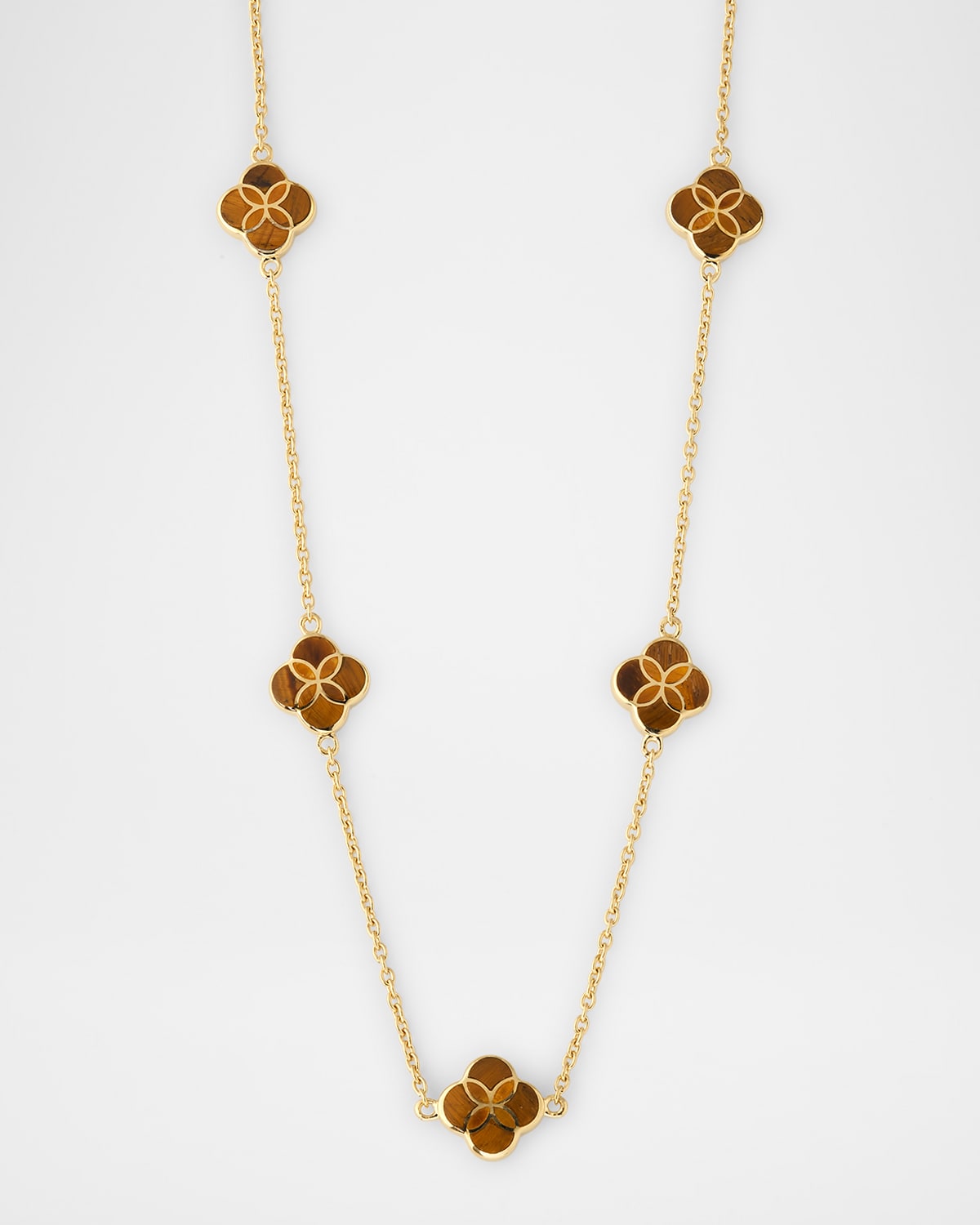 18K Gold Plated 5 Station Heart Necklace, 30"L