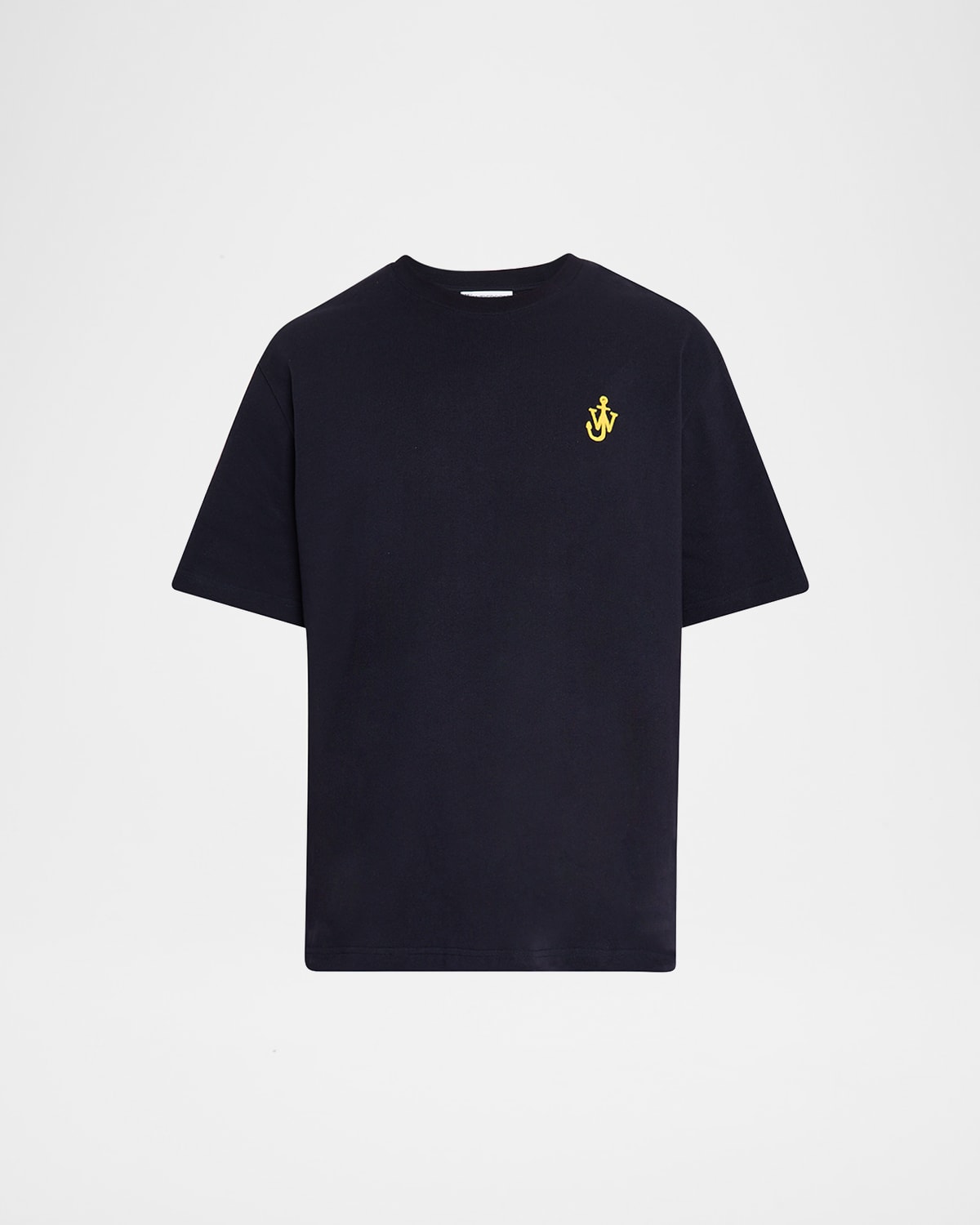 Jw Anderson Blue Crewneck T-shirt With Logo Embroidery On The Front In Black