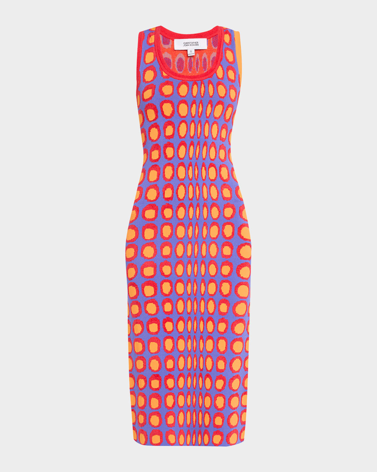 CHRISTOPHER JOHN ROGERS WIGGLE DOT JACQUARD MIDI TANK DRESS 