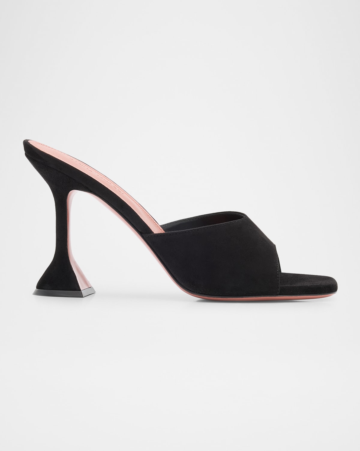 Amina Muaddi Lupita Suede Pedestal Mule Sandals In Black