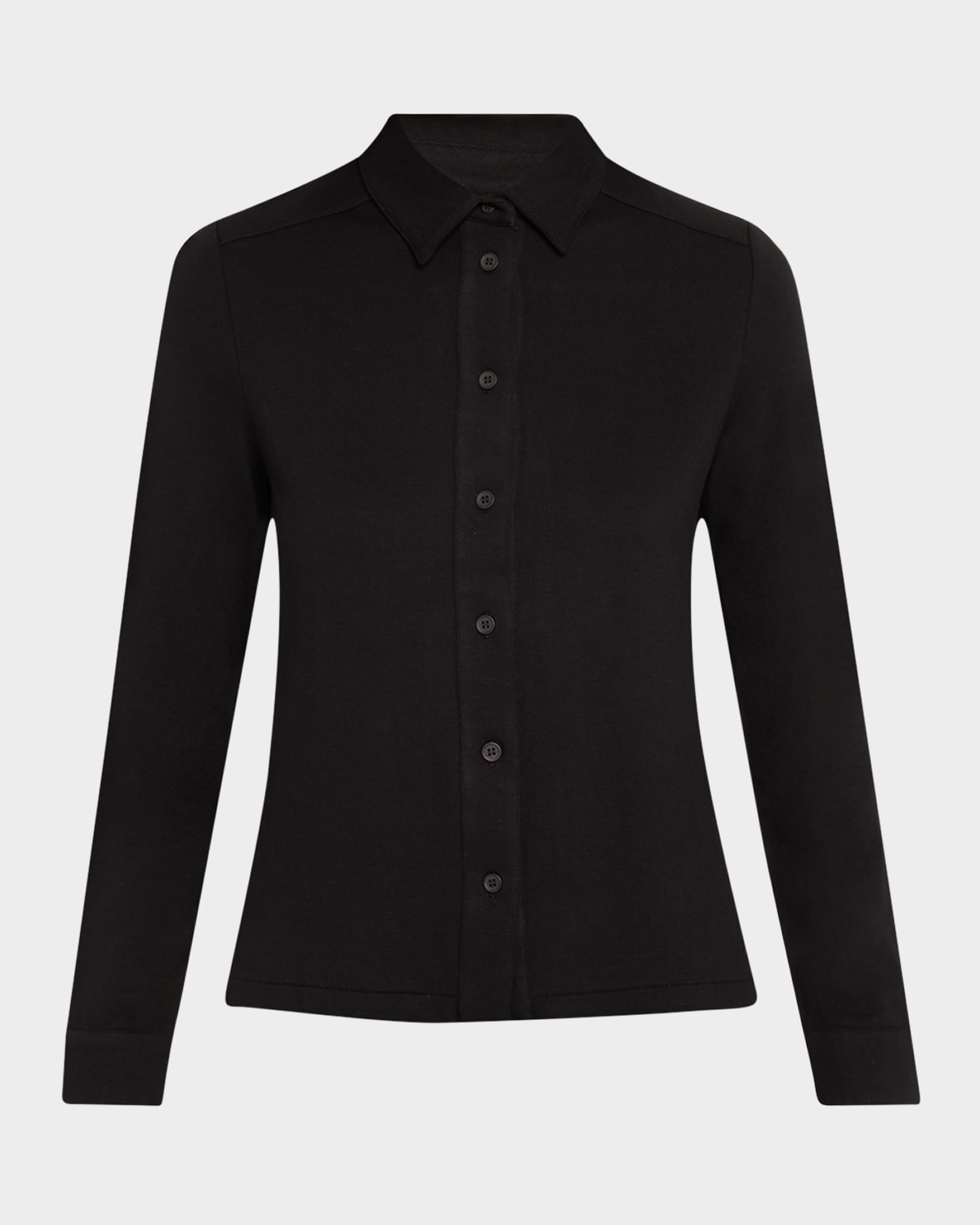 Shop Majestic Button-down French Terry Shirt In Noir