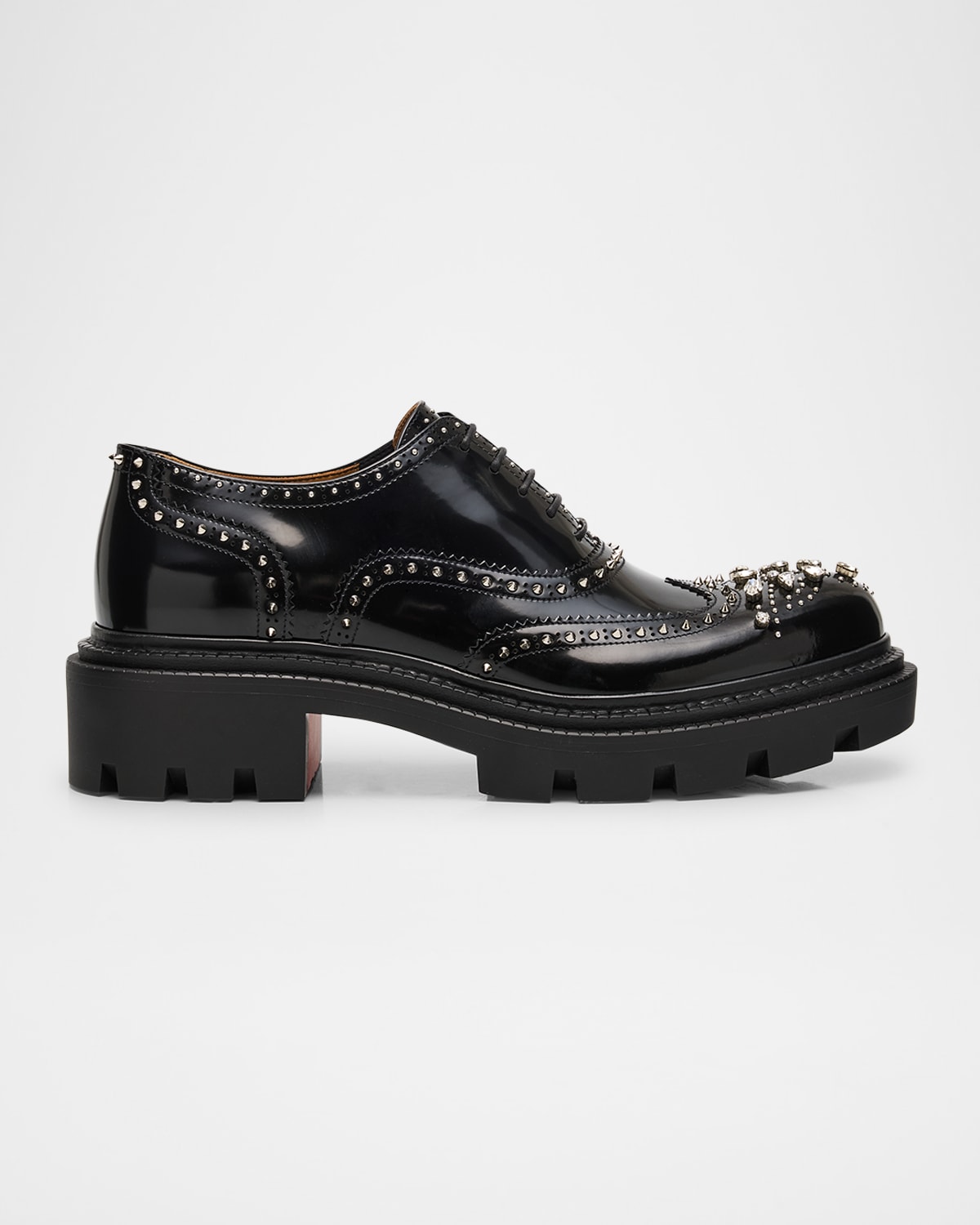 Men's College Strass Embellished Leather Oxfords