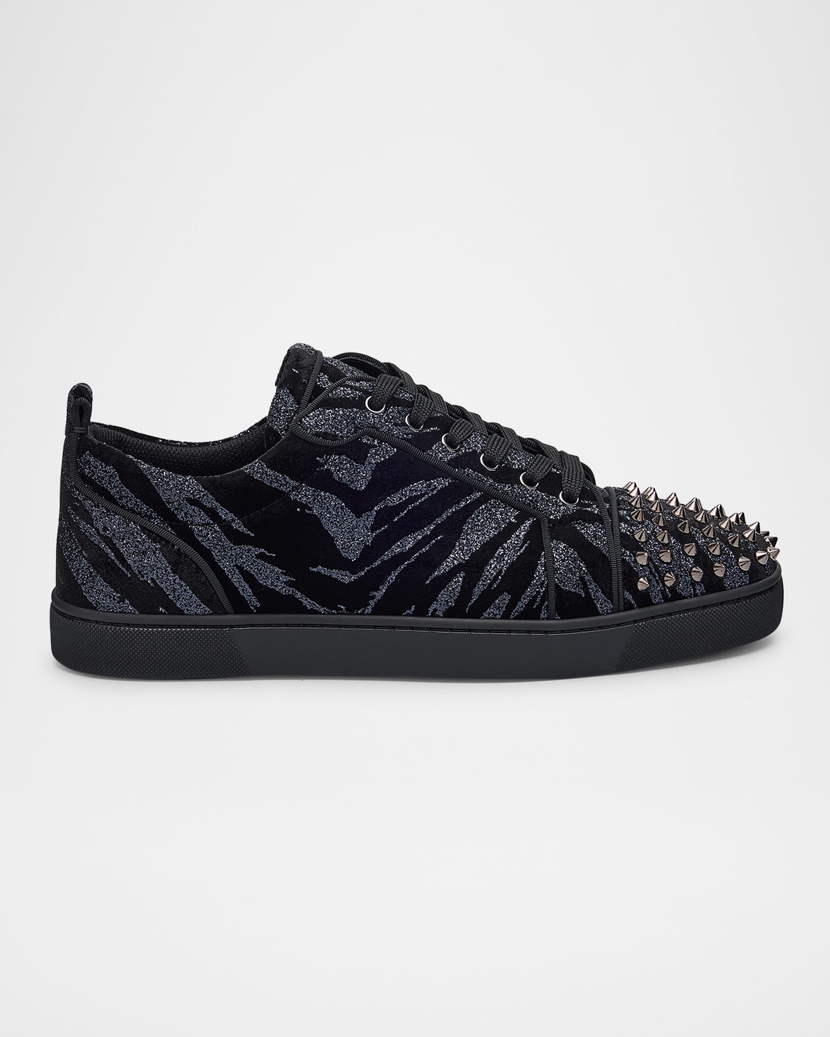 Men's Louis Junior Spikes Zebra-Effect Velvet Sneakers