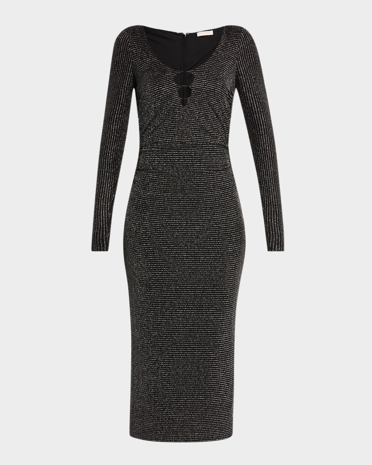 RAMY BROOK DIERDRE METALLIC STRIPED MIDI DRESS 