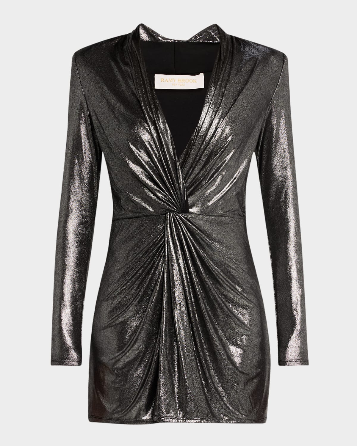 Ramy Brook Faye Metallic Mini Dress In Fluid Silver