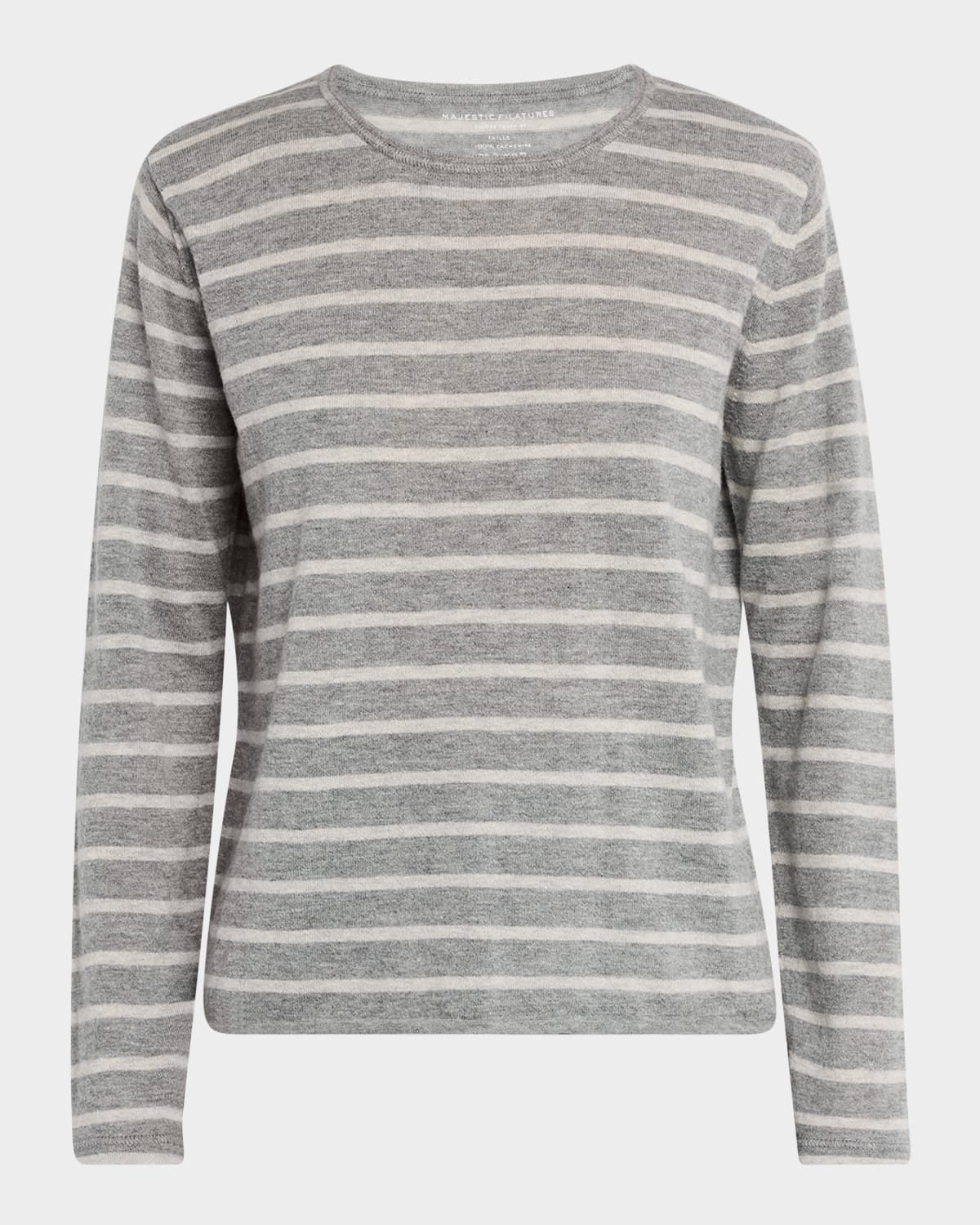 Majestic Striped Machine washable Cashmere Sweater In Brume Chine ModeSens