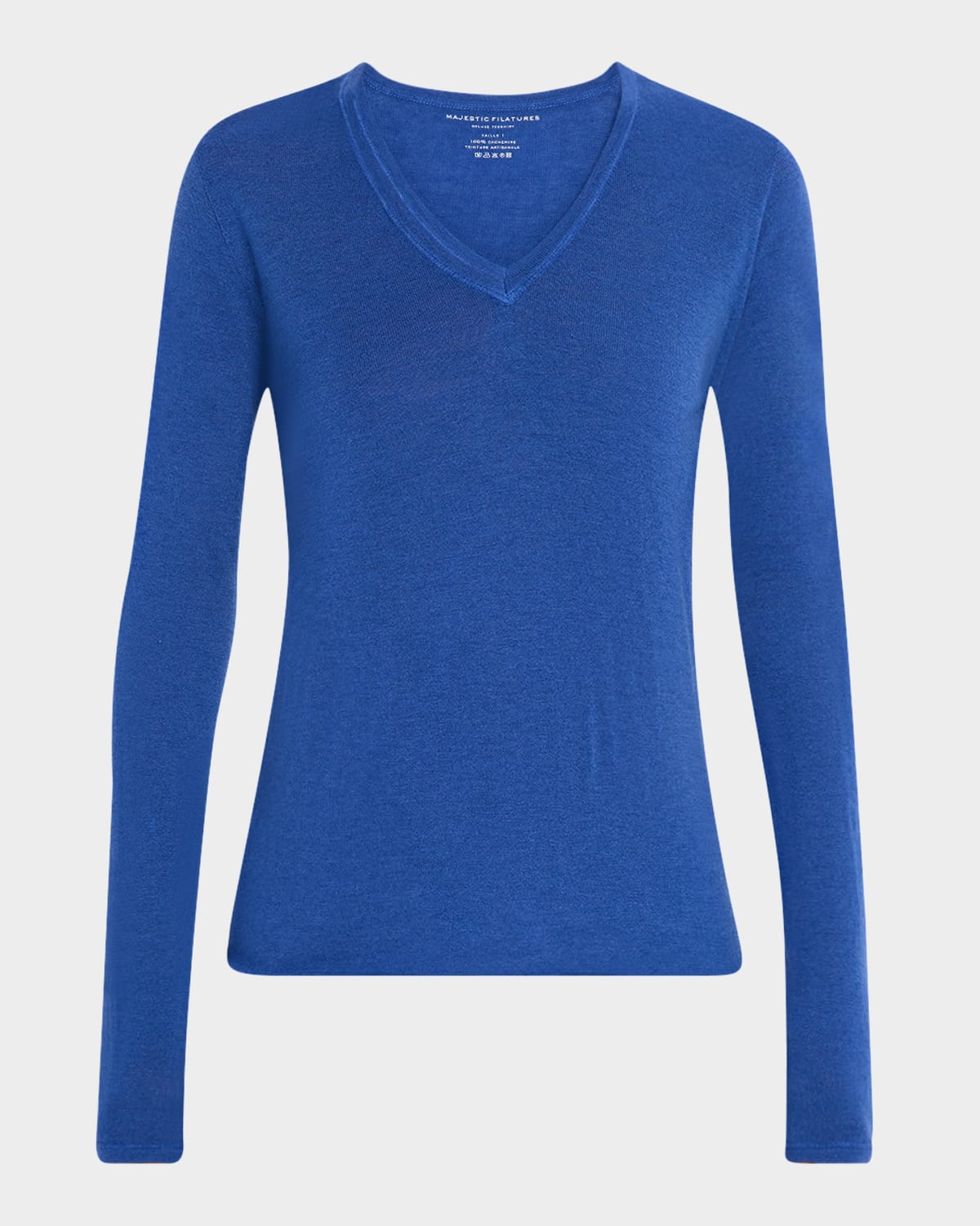 MAJESTIC MACHINE WASHABLE CASHMERE V-NECK PULLOVER 