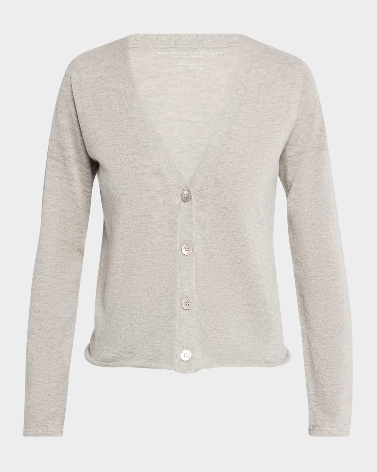 Majestic Machine Washable Cashmere Cardigan In Brume Chine
