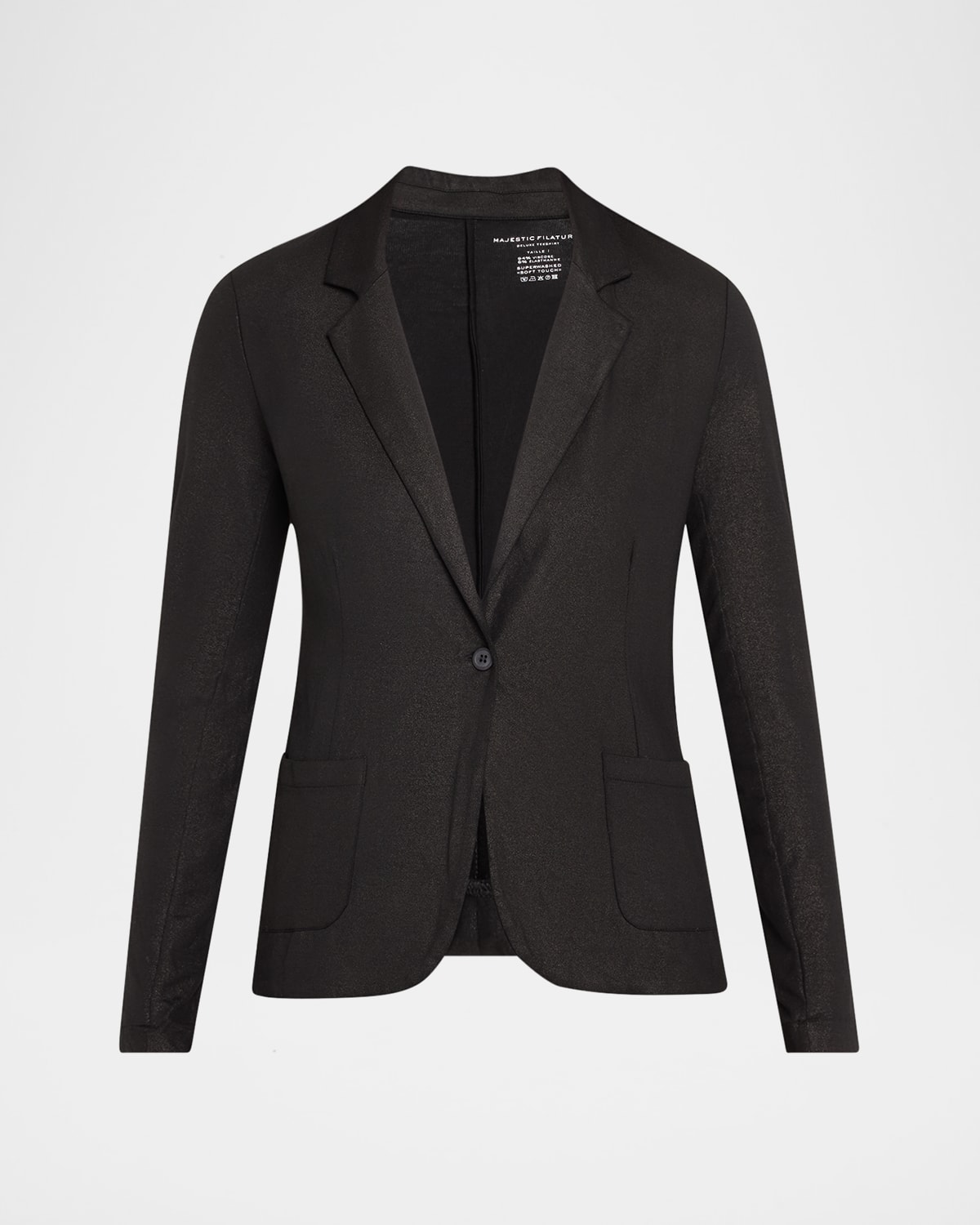 MAJESTIC SOFT TOUCH METALLIC ONE-BUTTON BLAZER 