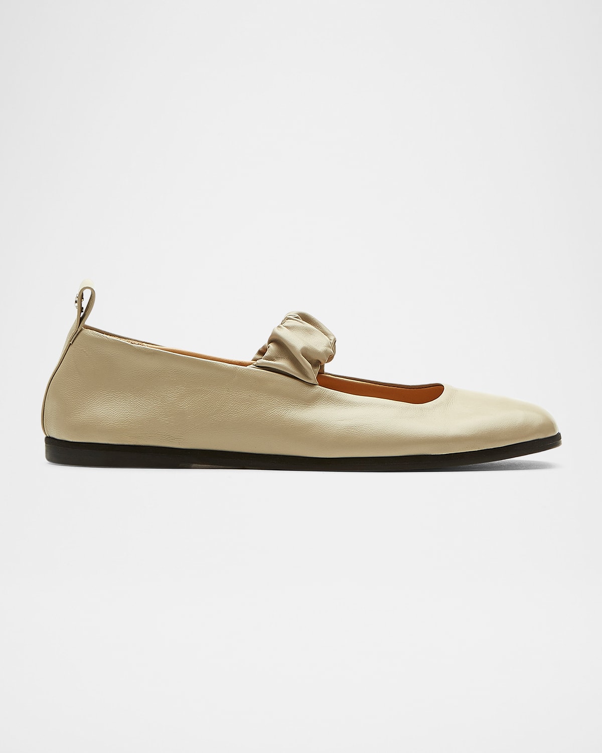 La Canadienne Grey Leather Mary Jane Ballerina Flats