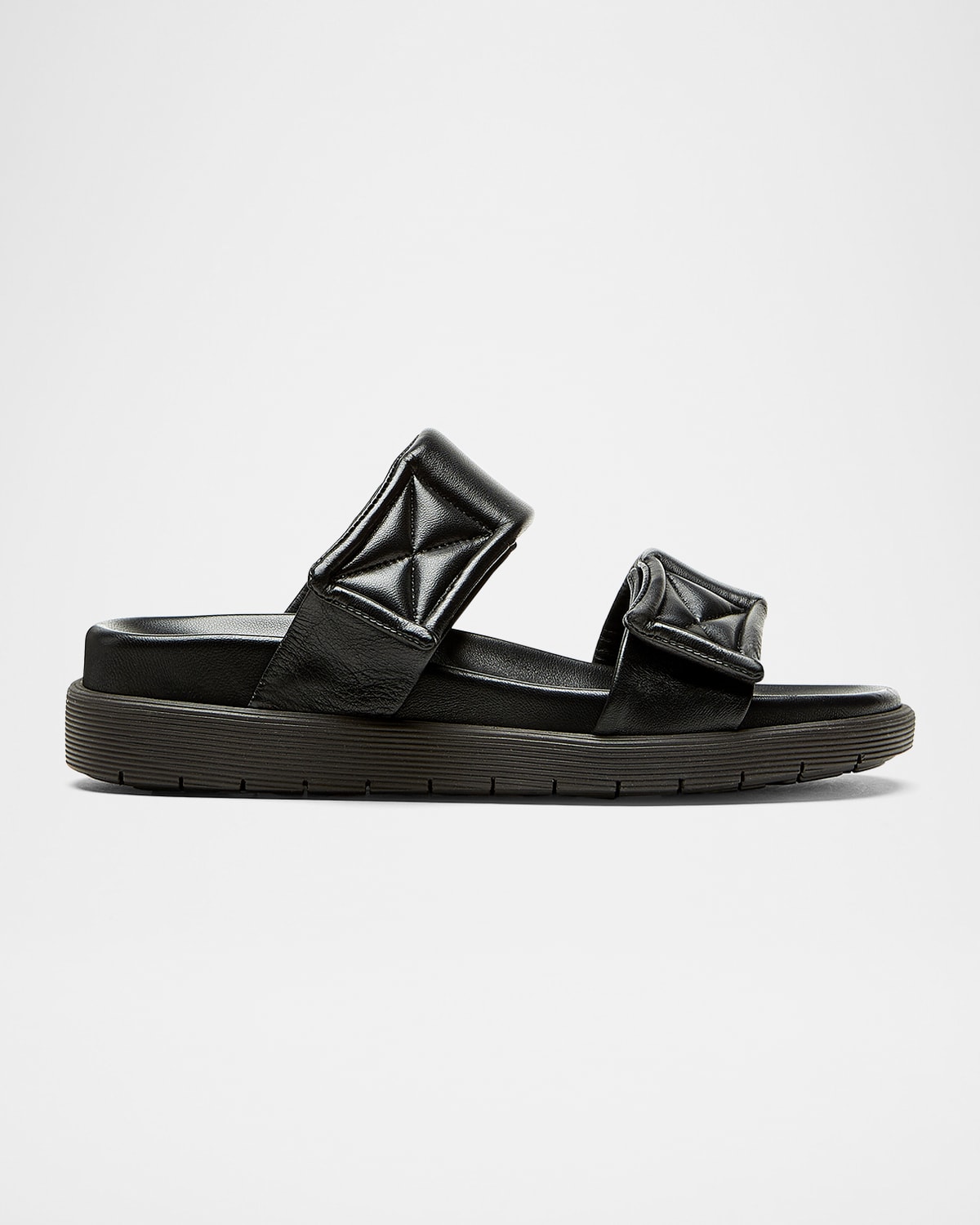 Glena Leather Padded Dual-Strap Slide Sandals