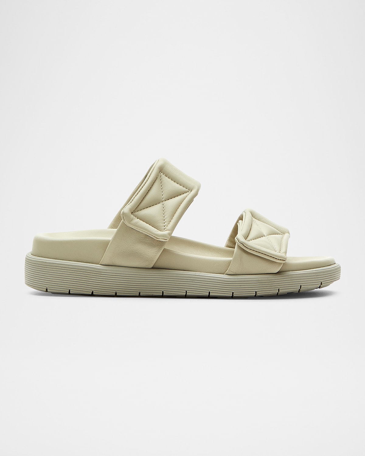 Glena Leather Padded Dual-Strap Slide Sandals