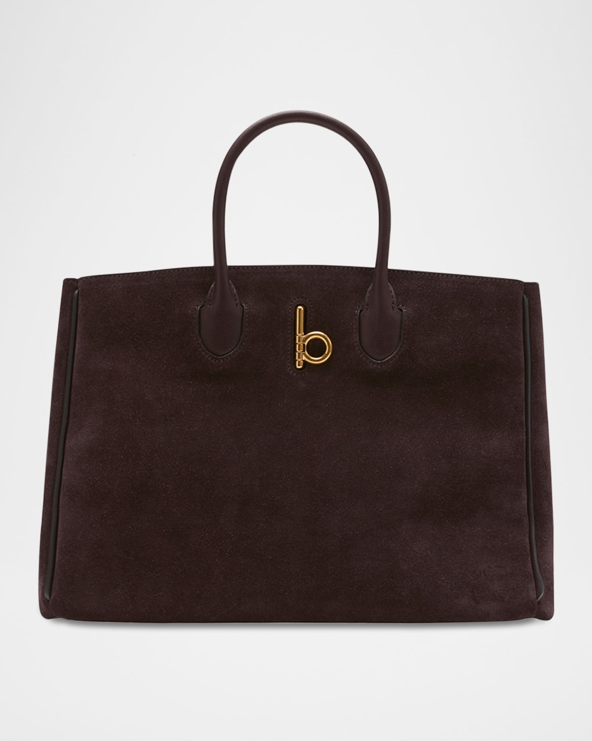 Burberry Rocking Horse Suede Tote Bag In Dark Brown