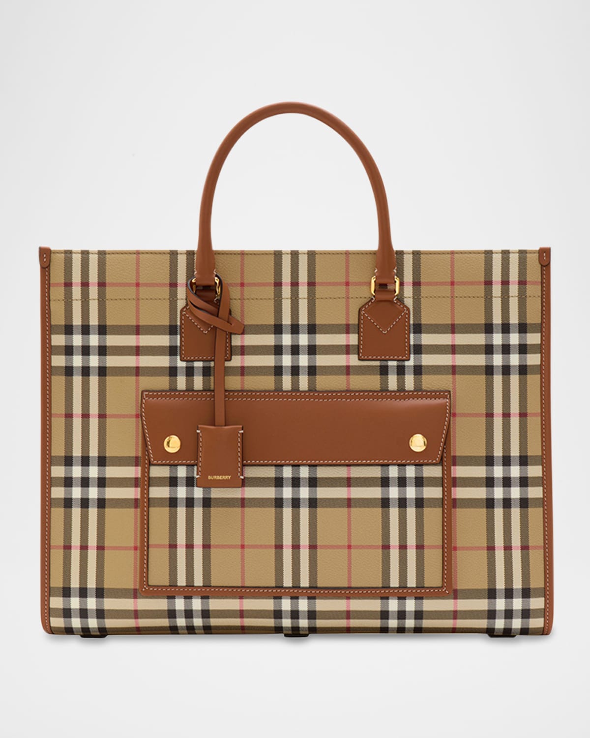 Burberry Freya Check Tote Bag In Vintage Check Briar Brown