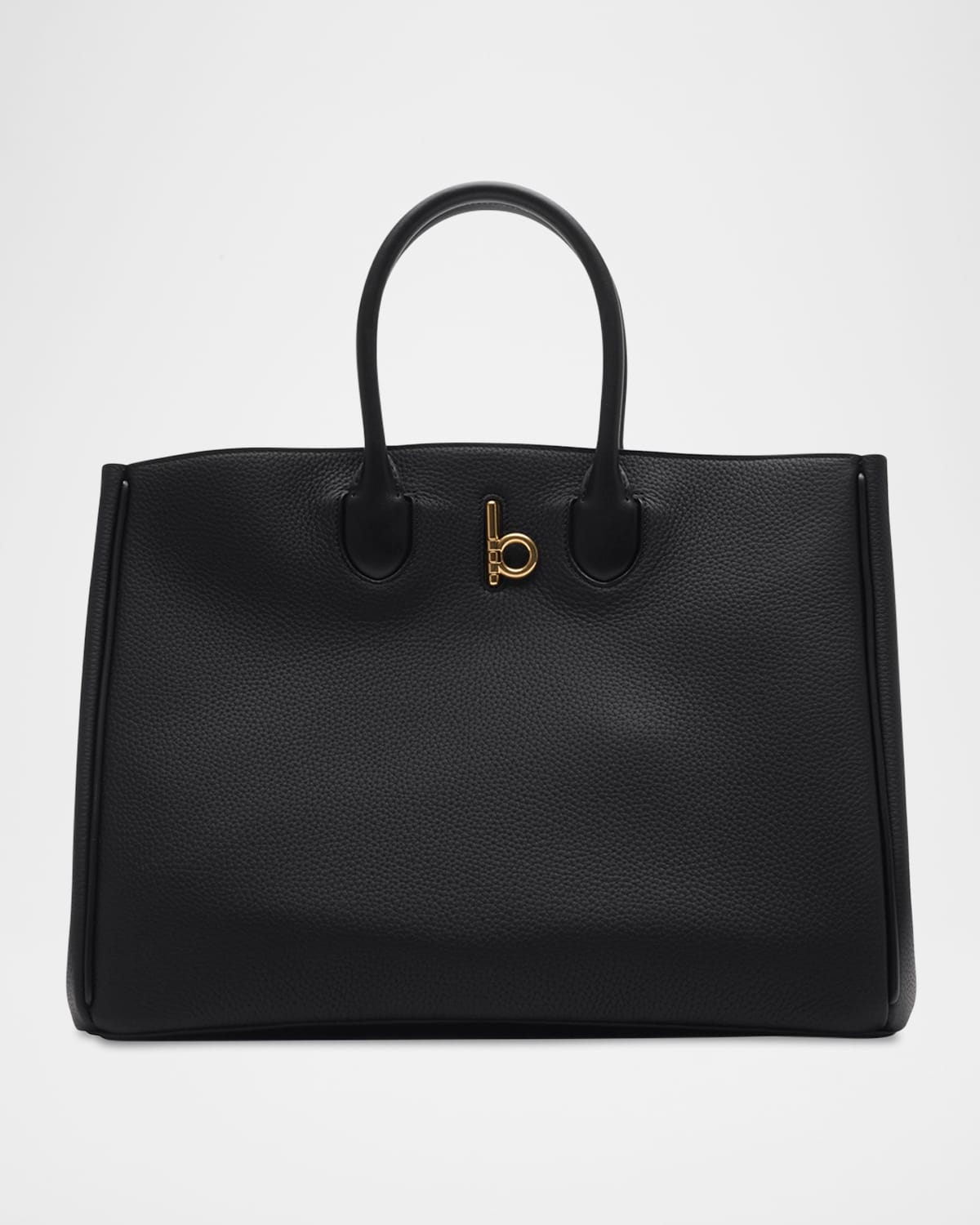 Burberry Rocking Horse Medium Black Leather Tote Women In Black